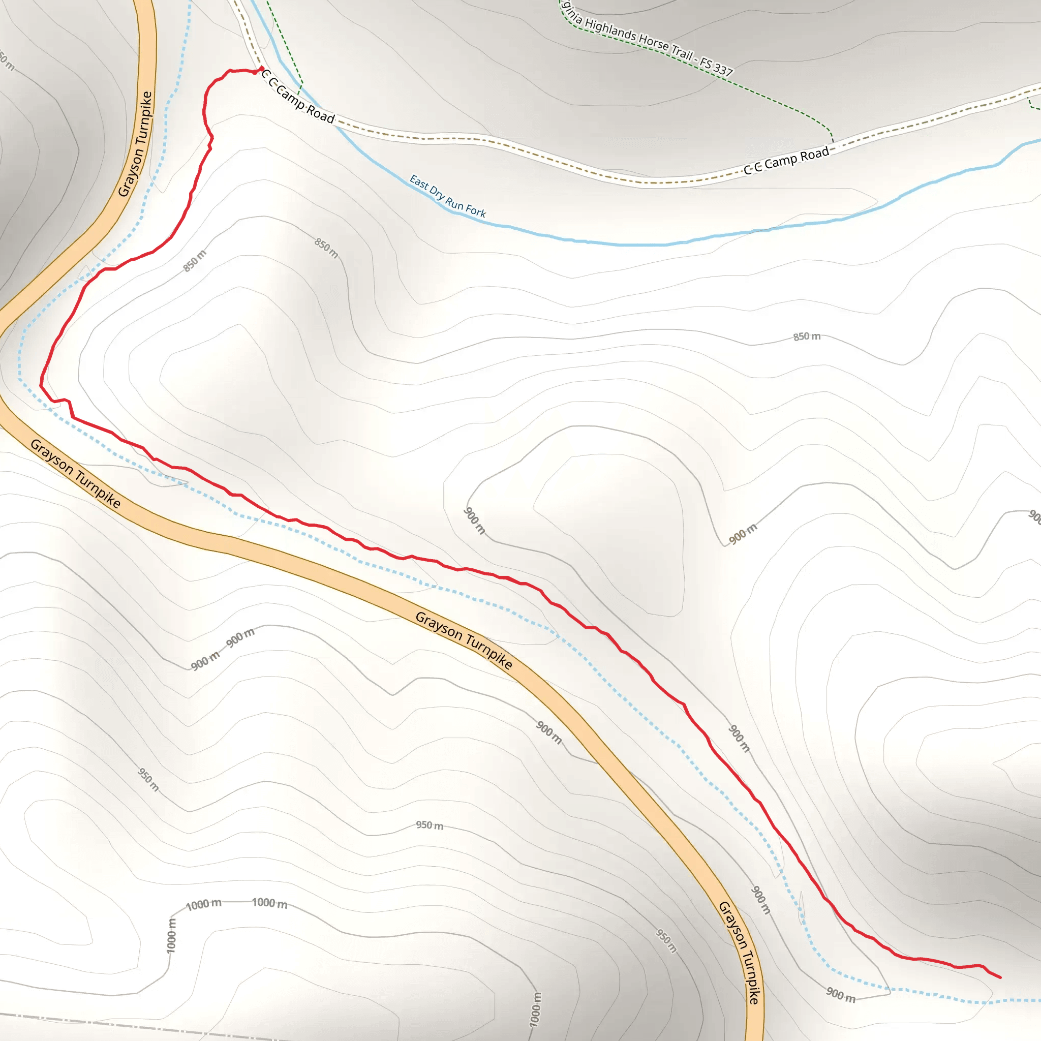 Dry Run Gap Trail mobile static map