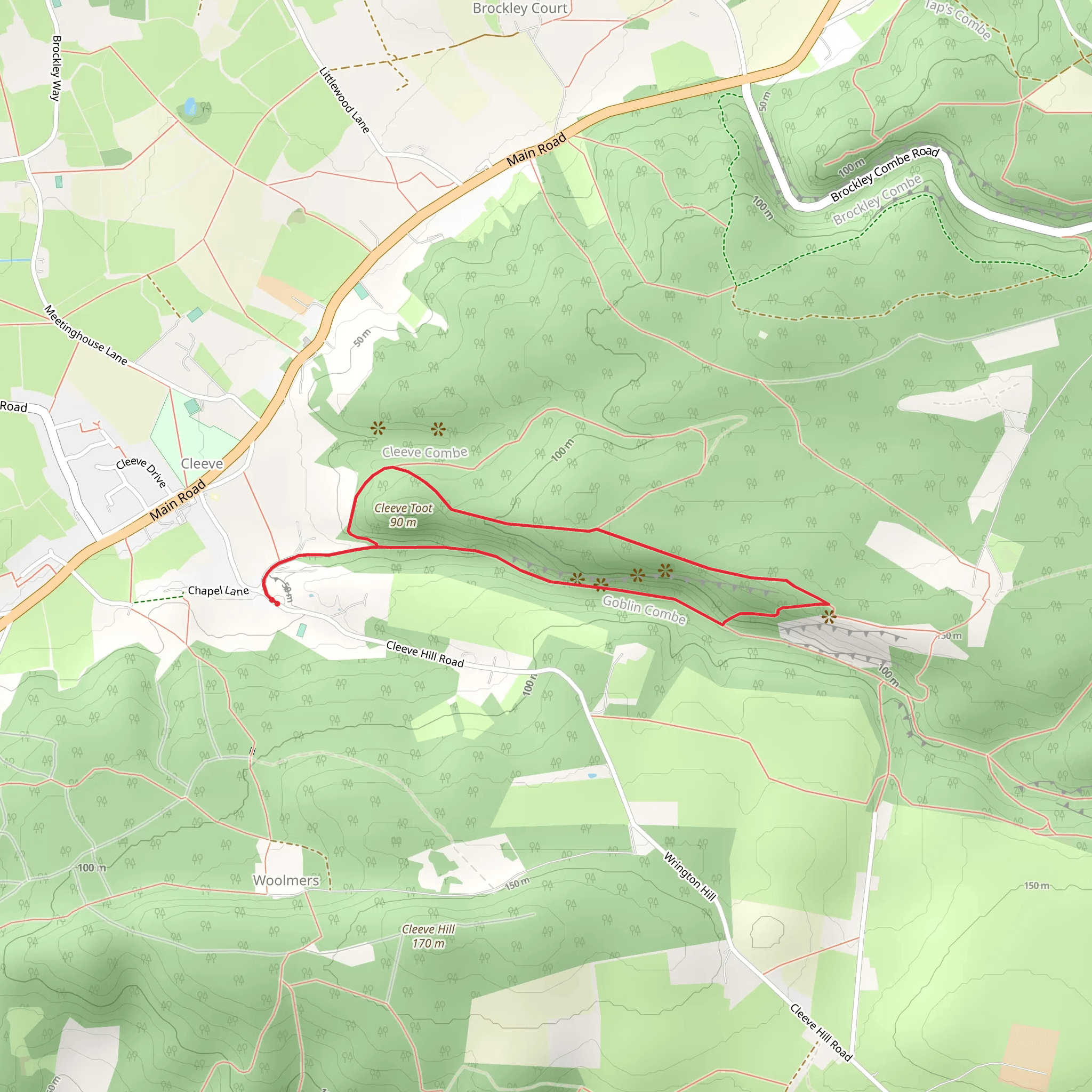 Cleeve Toot and King's Wood Loop mobile static map