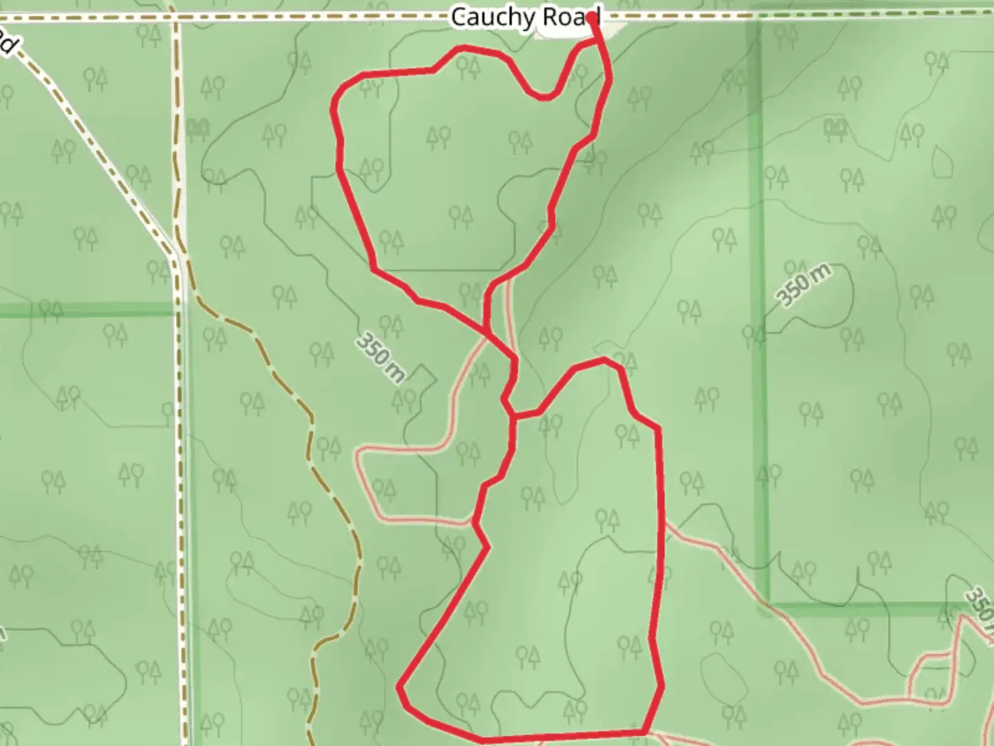 An image depicting the trail Loud Creek Lazy 8 North Loop and its surrounding area.