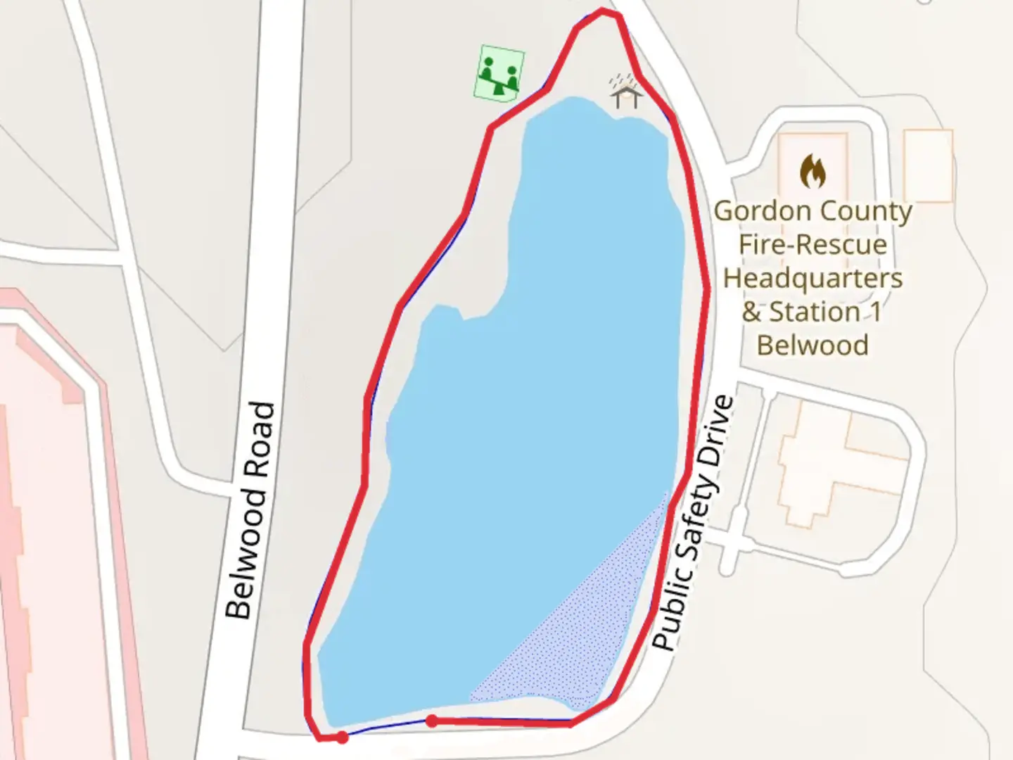 An image depicting the trail Ooky Memorial Park Loop and its surrounding area.