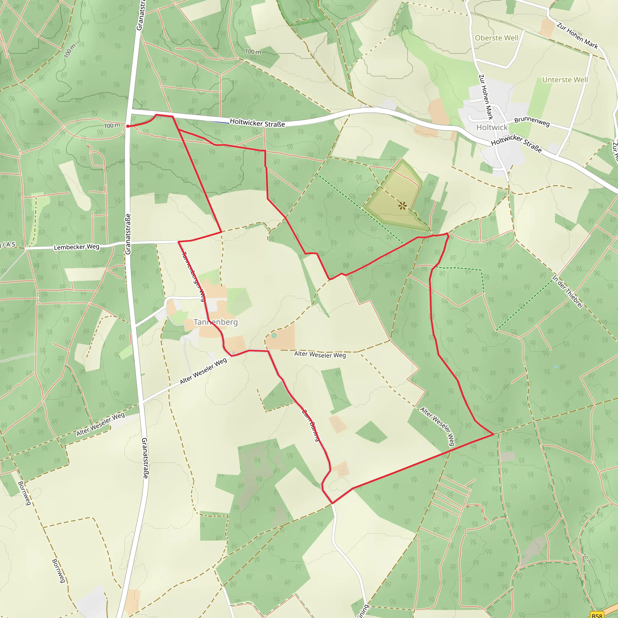 Luenzumer Mark Rundweg and Hohe Mark Steig mobile static map