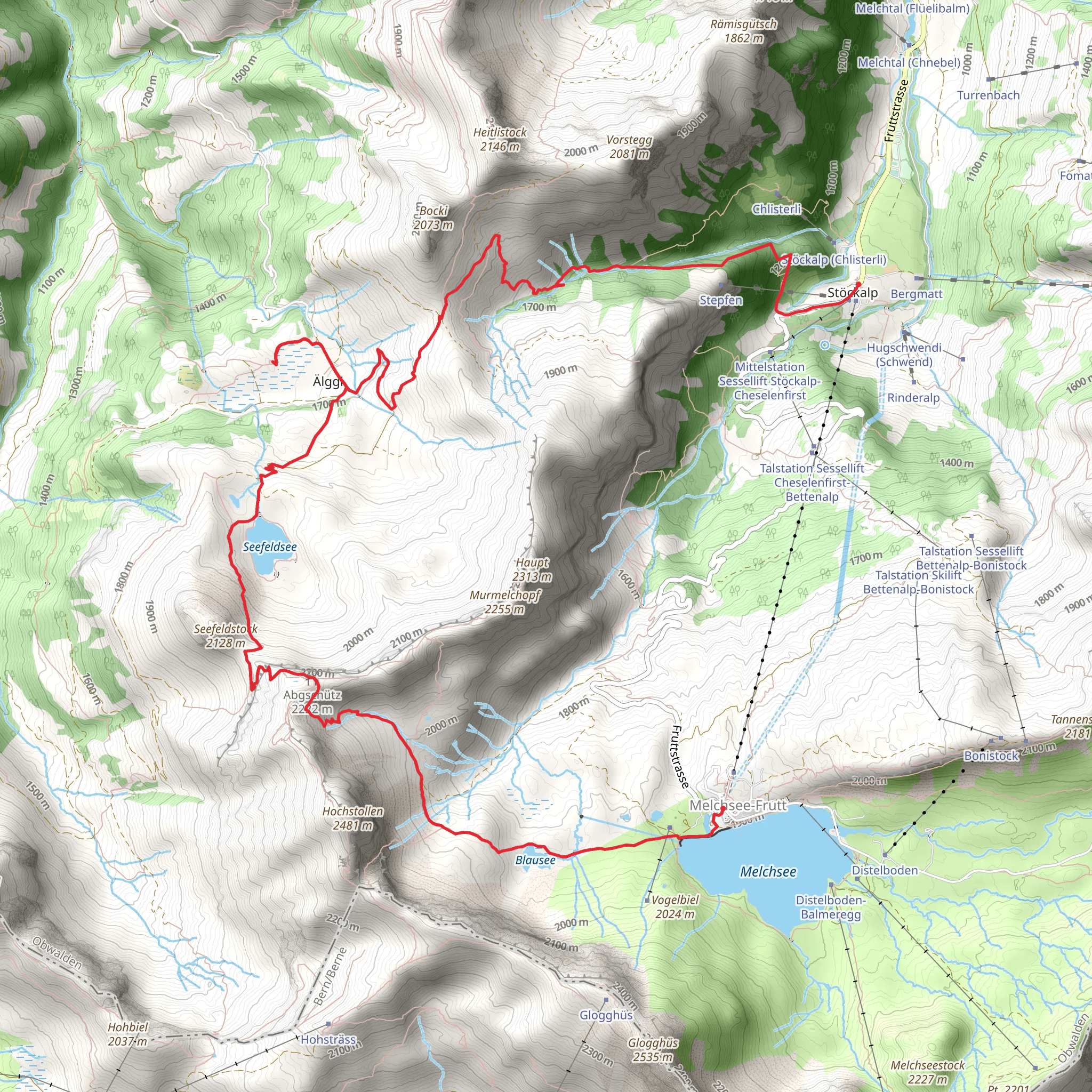 Melchsee-Frutt - Älggialp - Stöckalp mobile static map