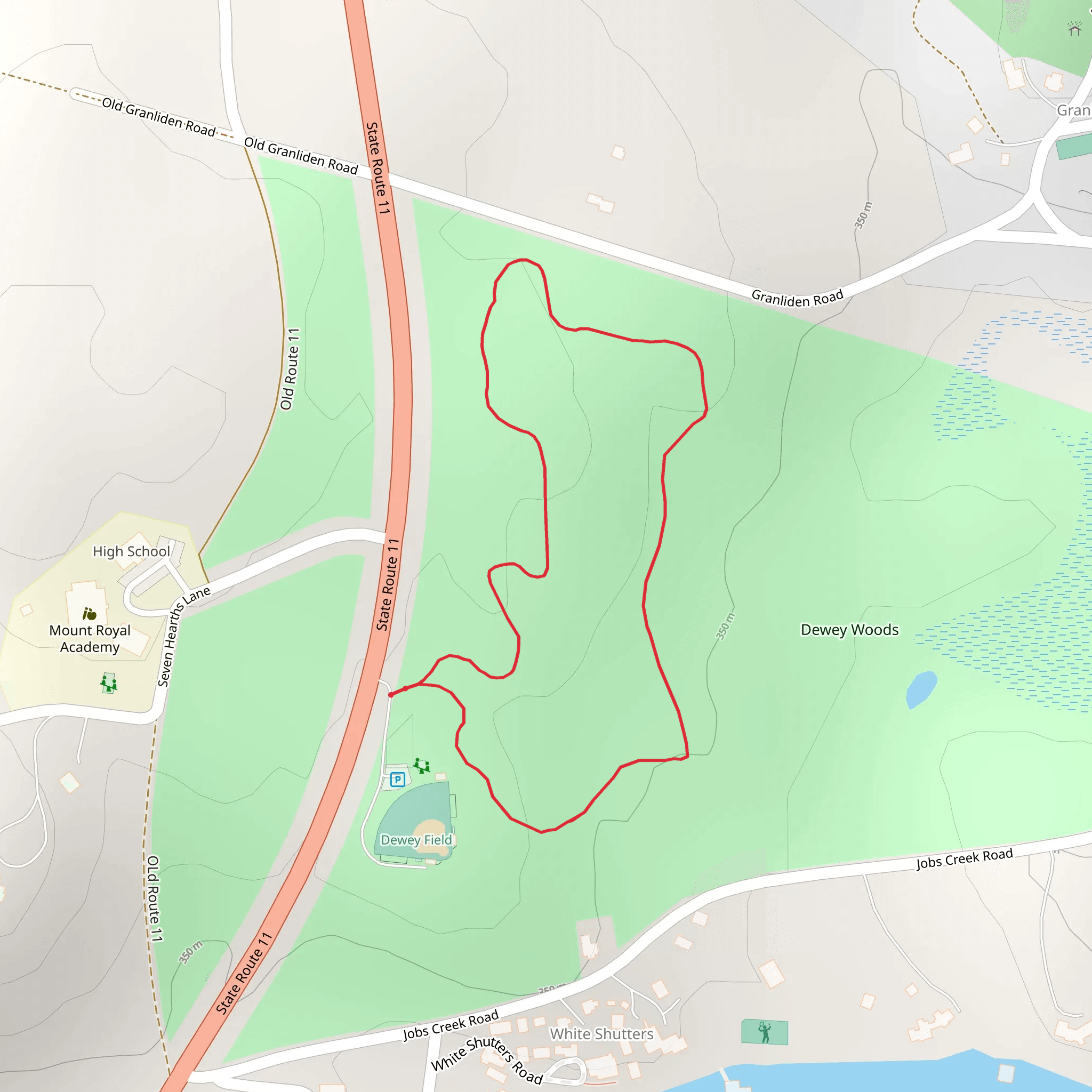 Dewey Woods Park Loop Trail mobile static map