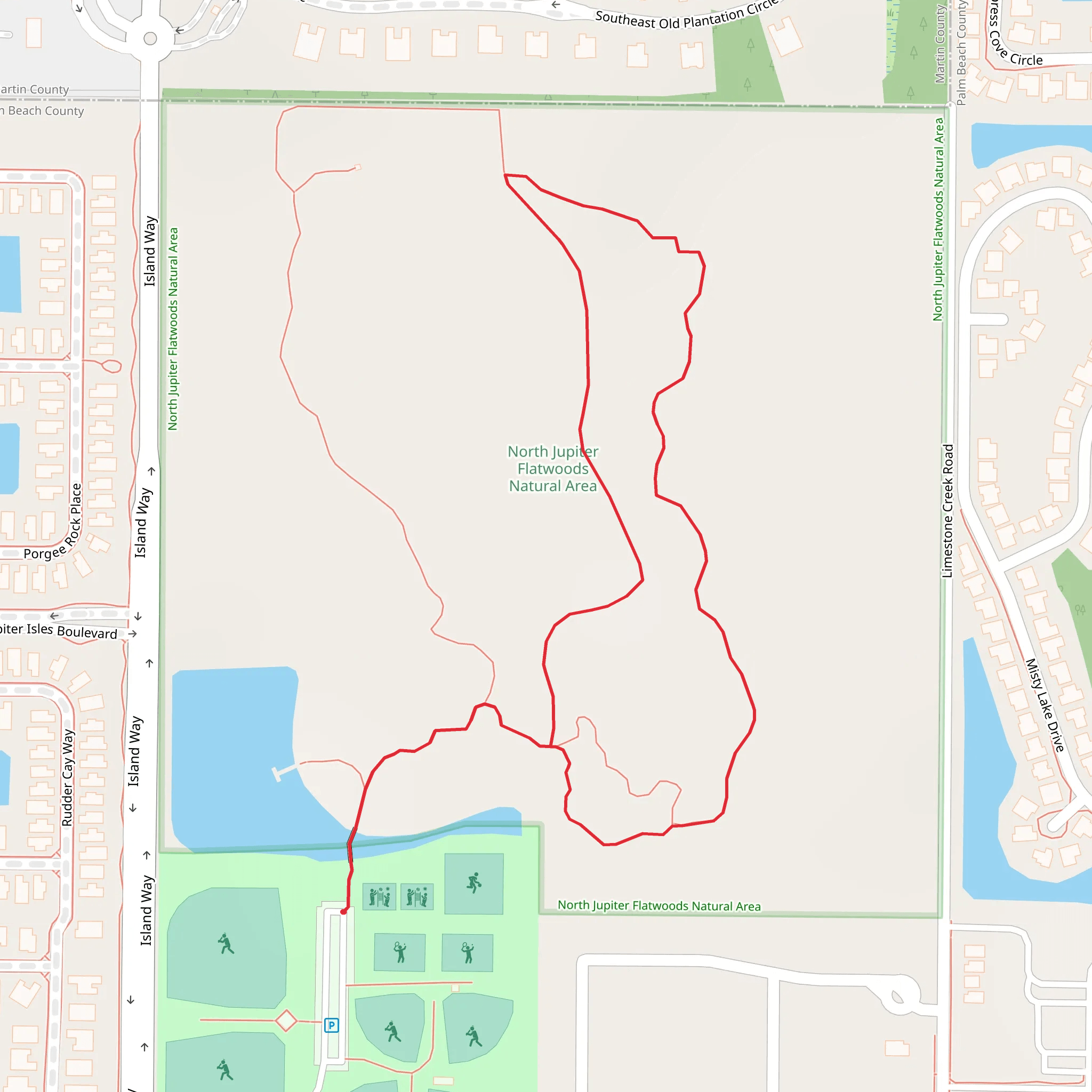 North Jupiter Flatwoods Natural Area Loop - East mobile static map
