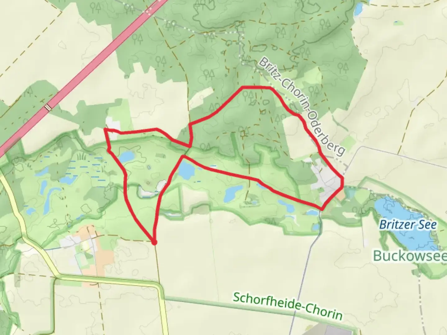 An image depicting the trail Rundweg Buckowseerinne and its surrounding area.