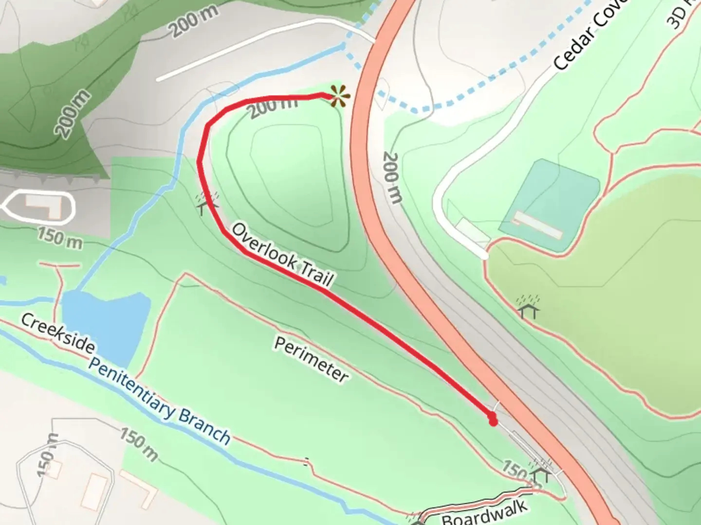 An image depicting the trail Overlook Trail and its surrounding area.