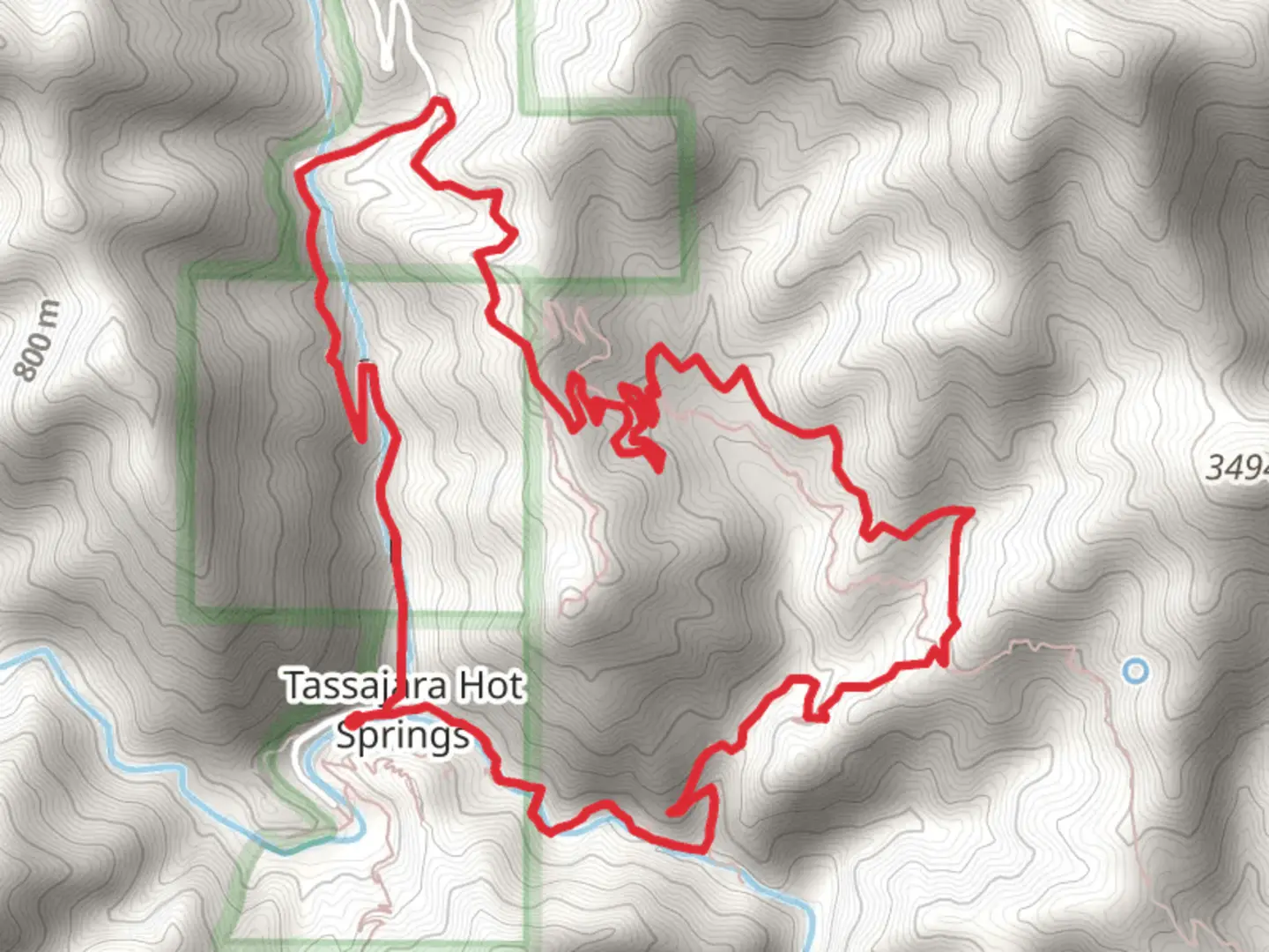 An image depicting the trail Tassajara Path and Horse Pasture Trail and its surrounding area.