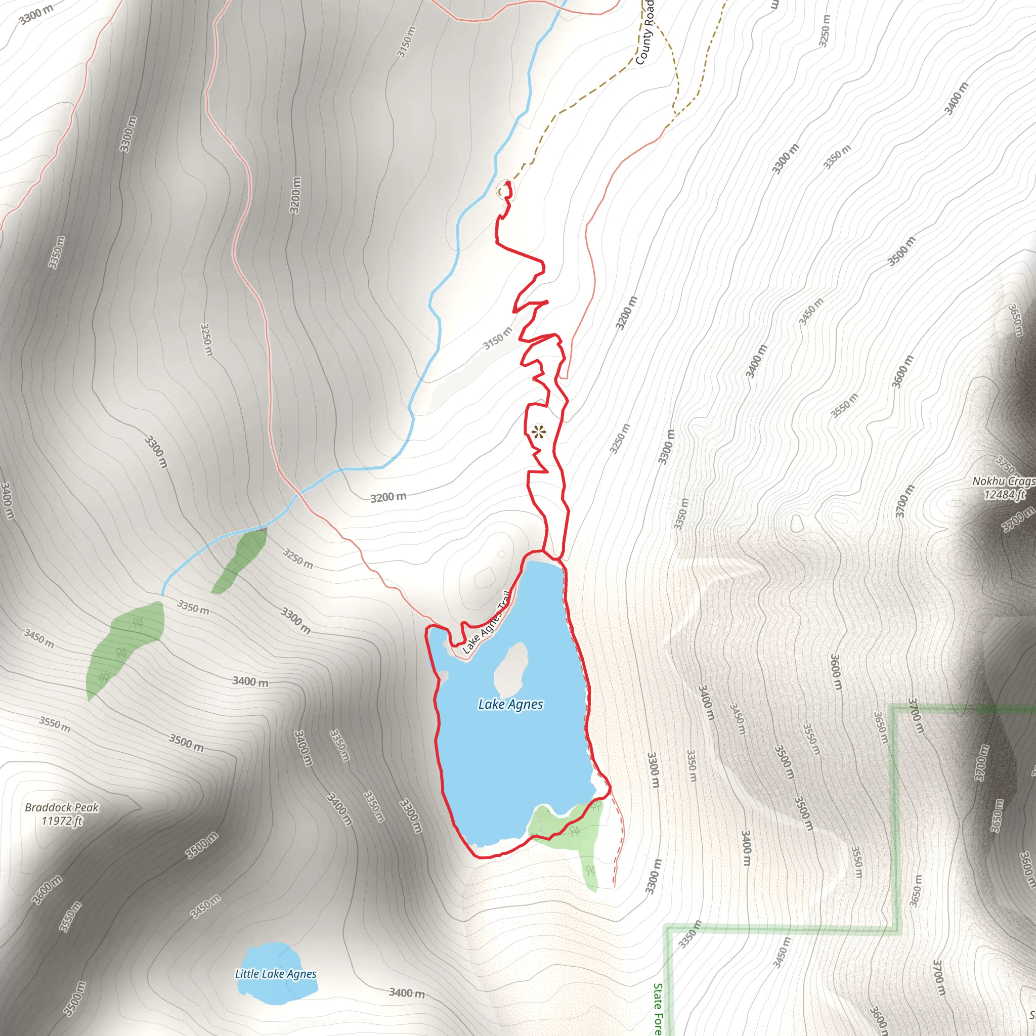 Lake Agnes Loop Trail mobile static map