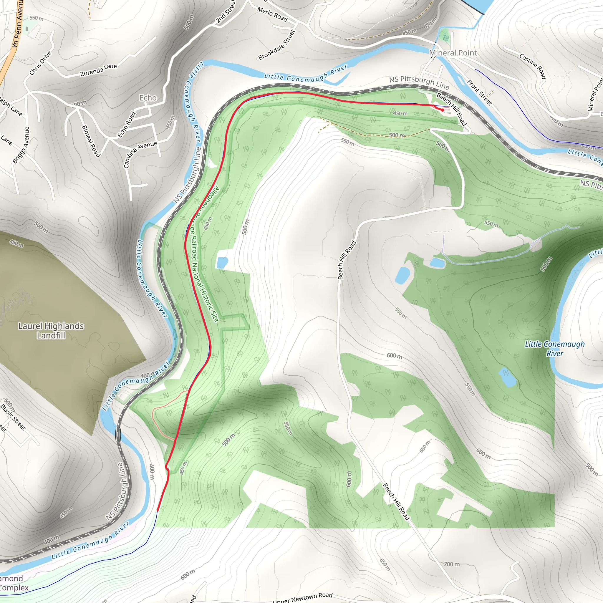 Staple Bend Tunnel Trail mobile static map