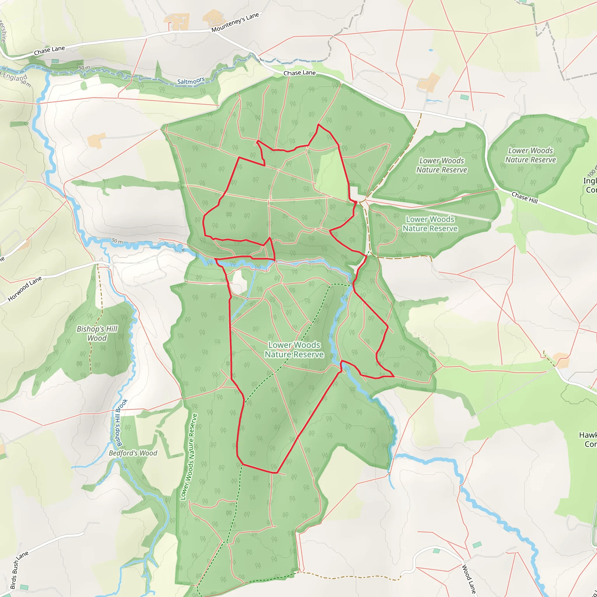 Lower Woods Nature Reserve Loop mobile static map