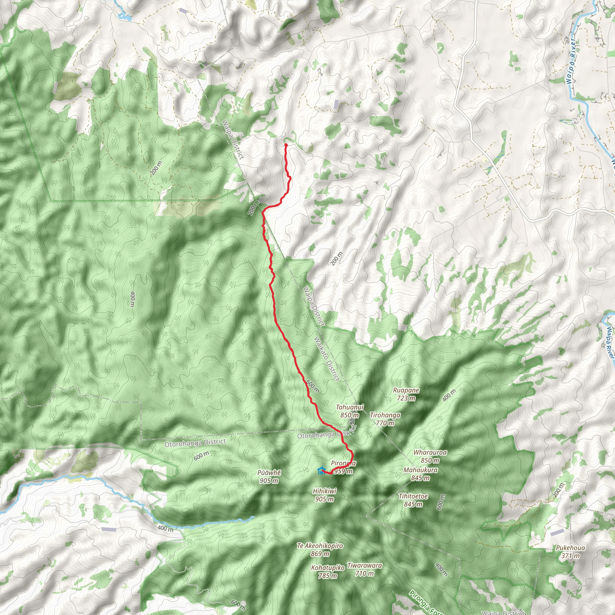 Pahautea Hut via Tahuanui Track mobile static map