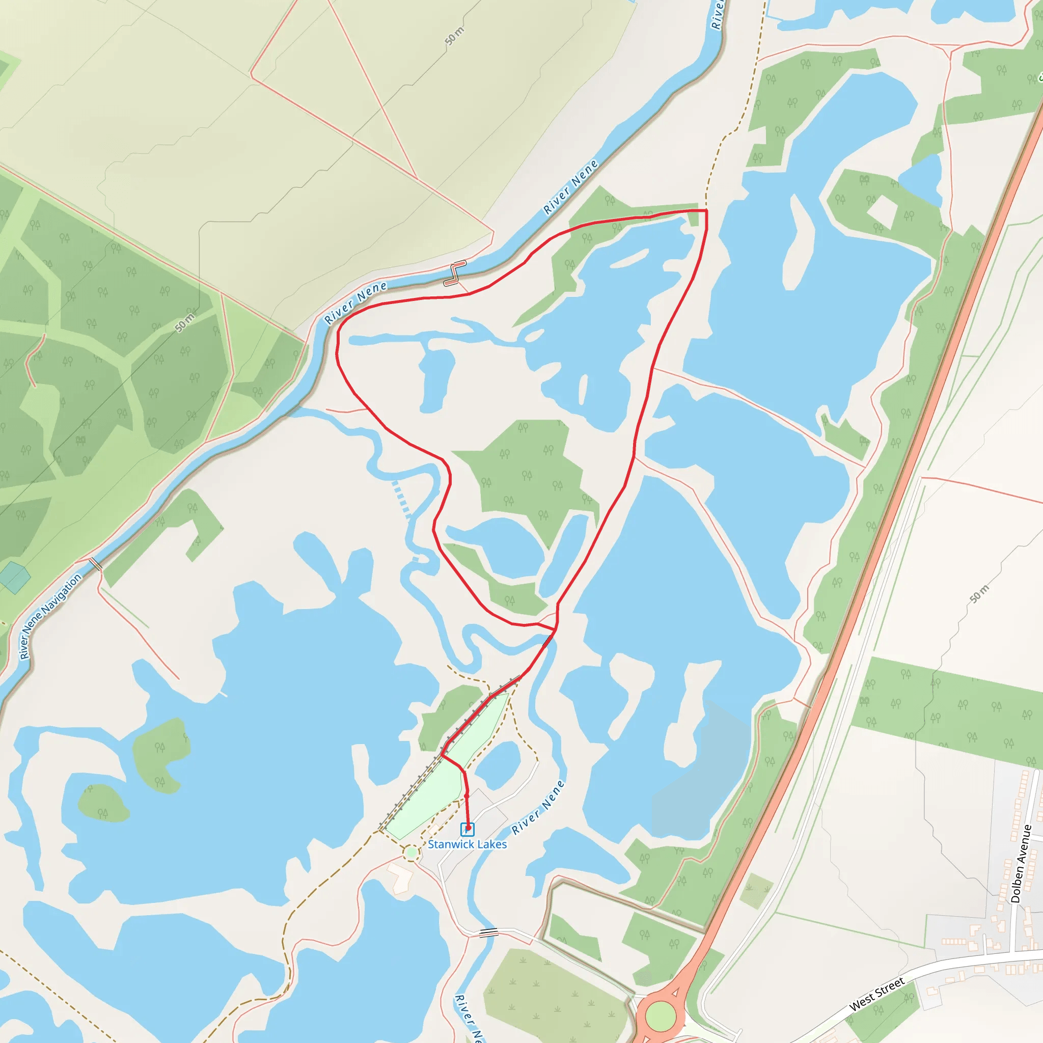 Iron Age Roundhouse Loop - Stanwick Lakes mobile static map