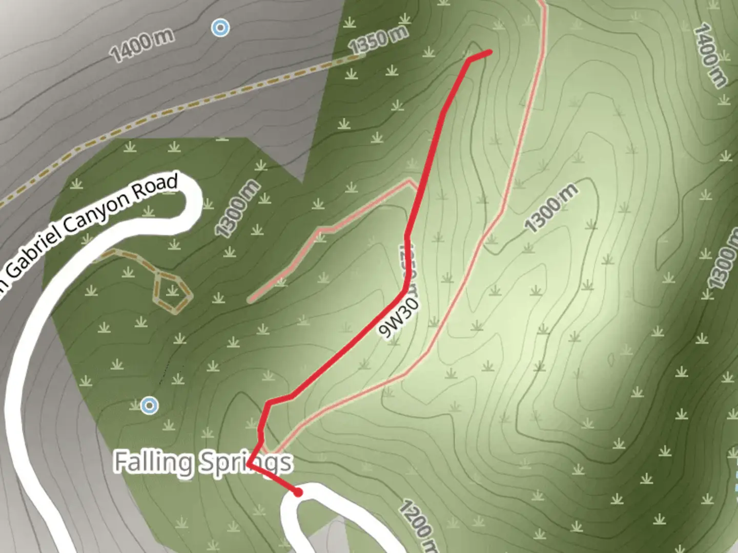An image depicting the trail Falling Spring Walk and its surrounding area.
