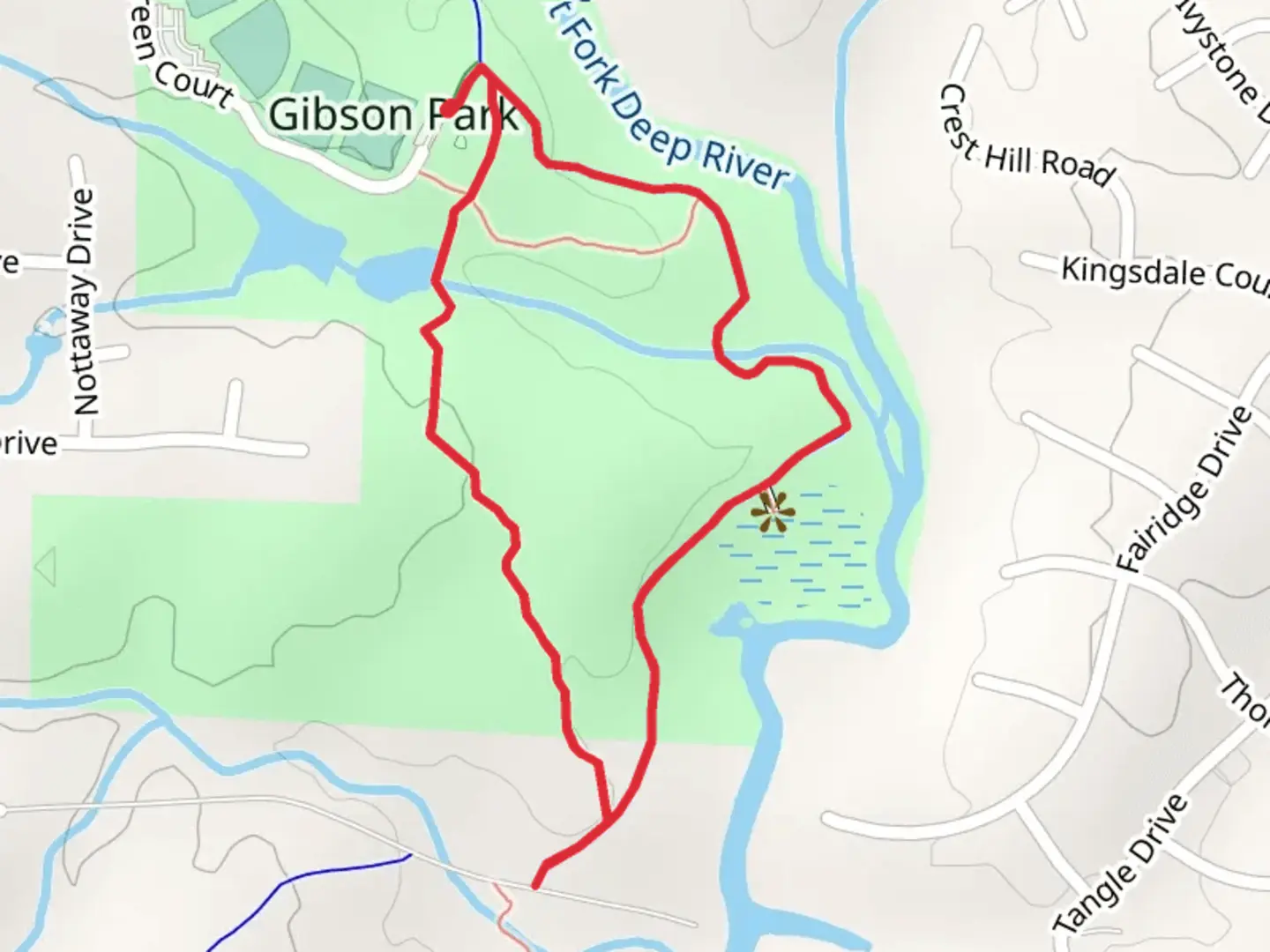 An image depicting the trail Bicentennial Greenway and Gibson Long Rifle Trail and its surrounding area.