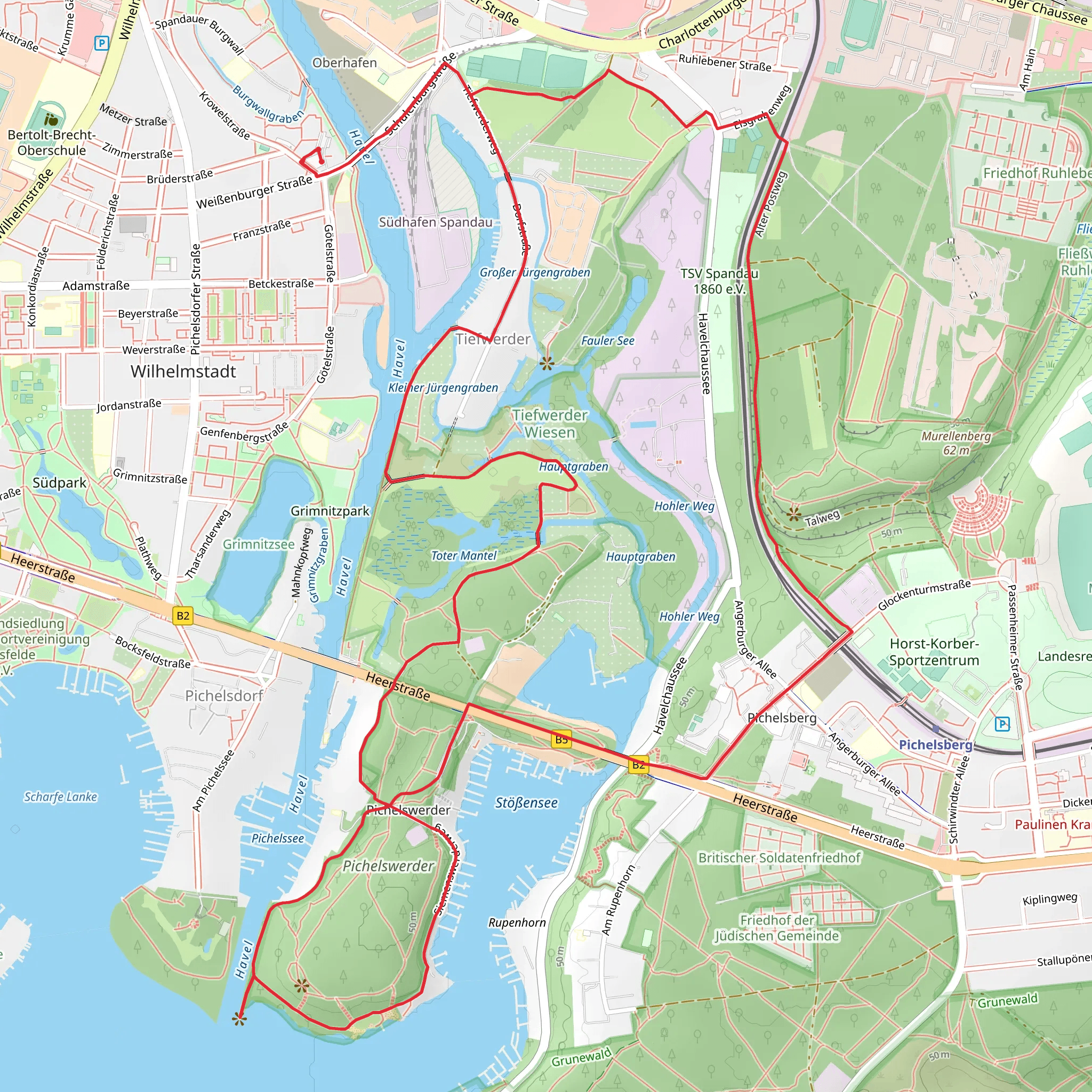 Pichelswerder and Siemenswerderweg Loop mobile static map