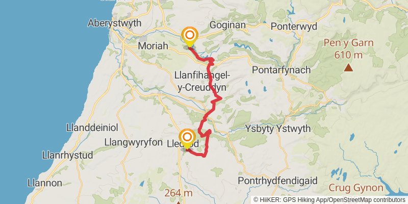Caerhun to Carmarthen via Wales Coast Path stage 9 Map
