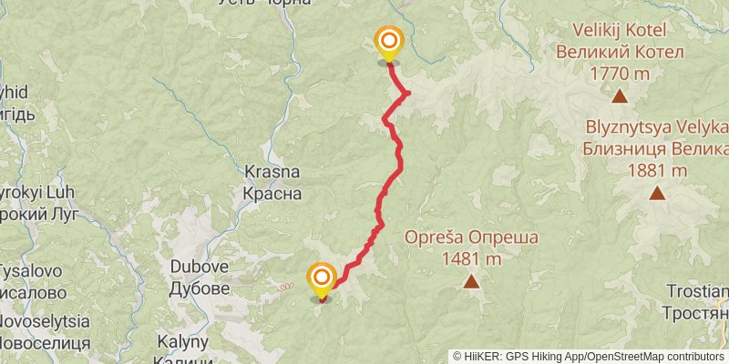 Trans Carpathian Hike stage 55 Map