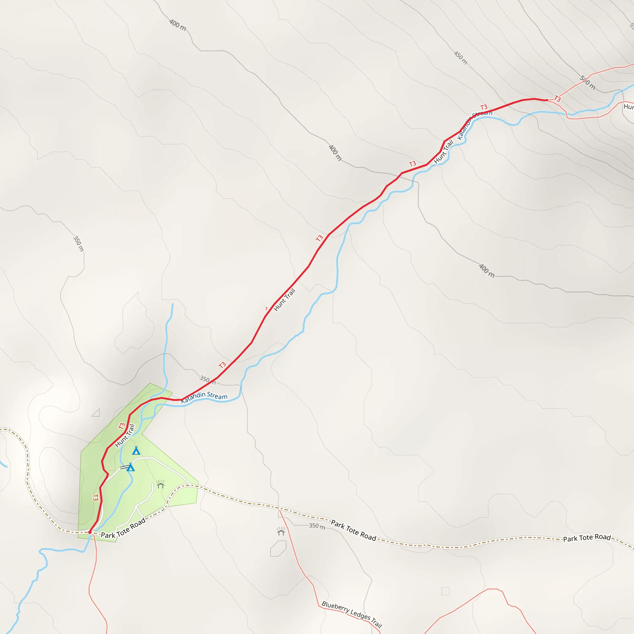 Katahdin Sream - Hunt Trail mobile static map