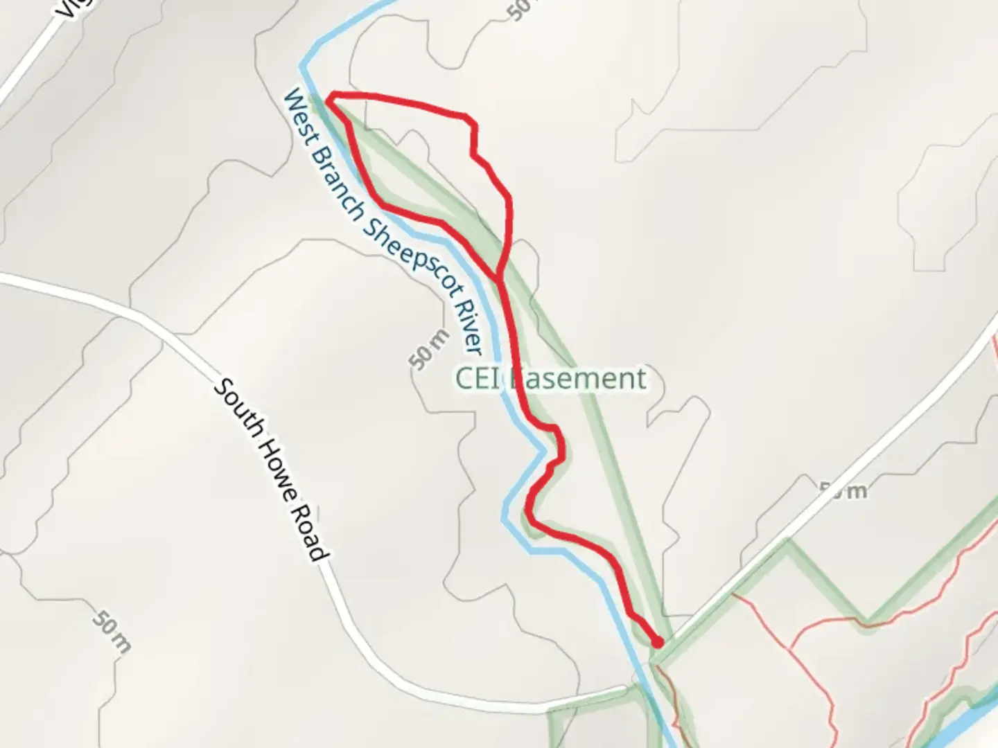 An image depicting the trail West Branch Sheepscot River Loop and its surrounding area.