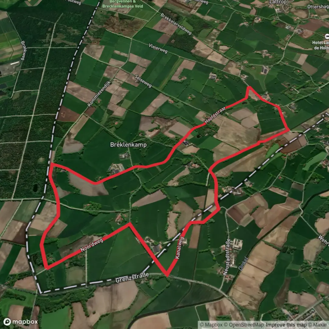 An image depicting the trail Schabos Weg and Hoofdstraat Loop and its surrounding area.