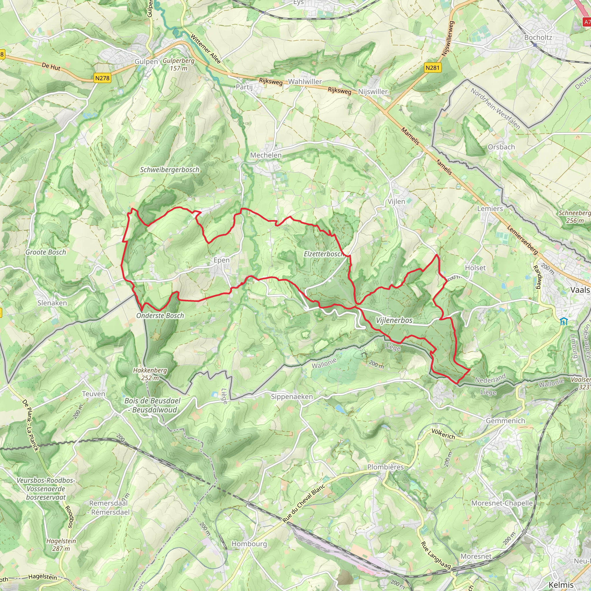 Vijlenerbosch, Malenbosch and Oosterberg Loop mobile static map