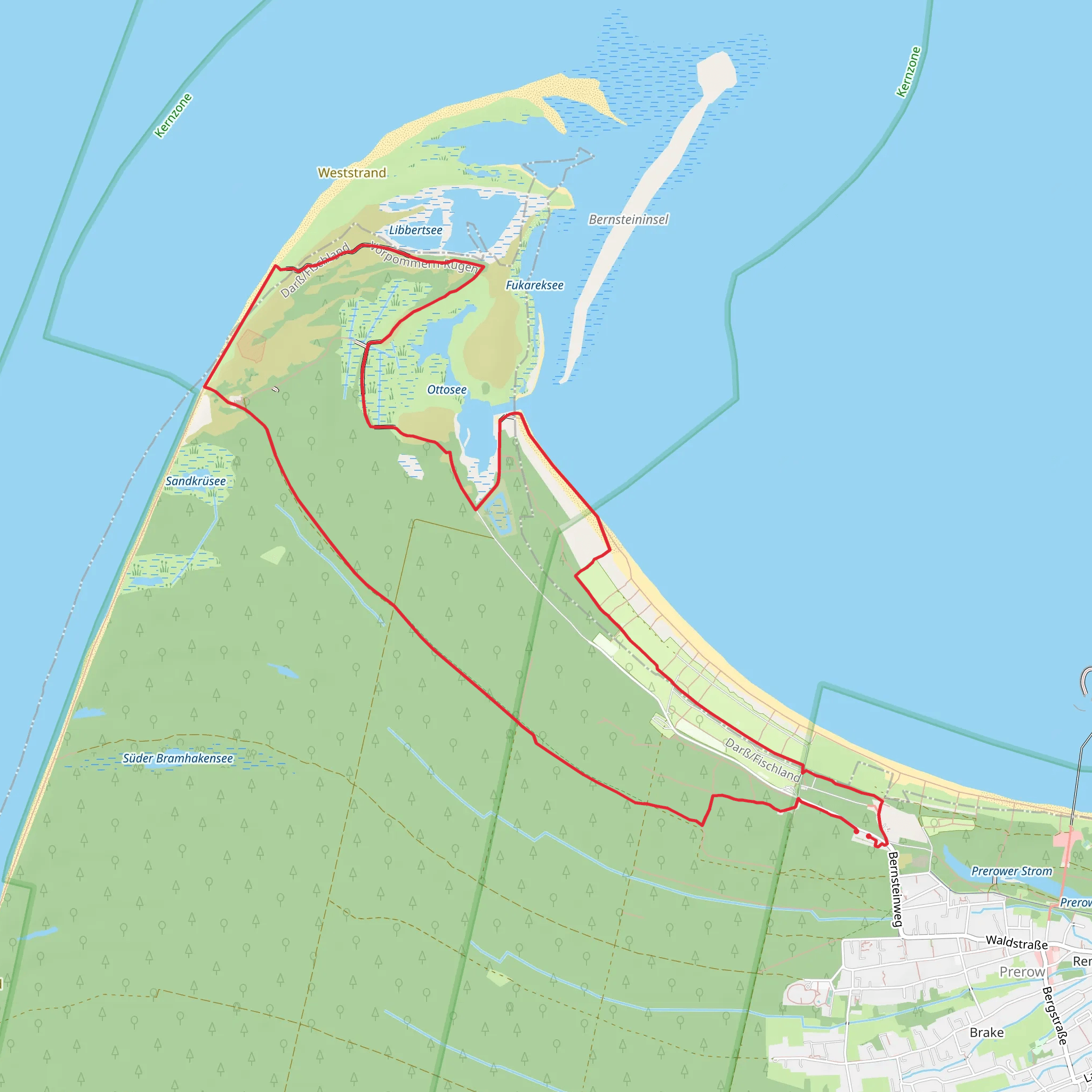 Ottosee, Libbertsee and Leuchtturm Darßer Ort Loop mobile static map