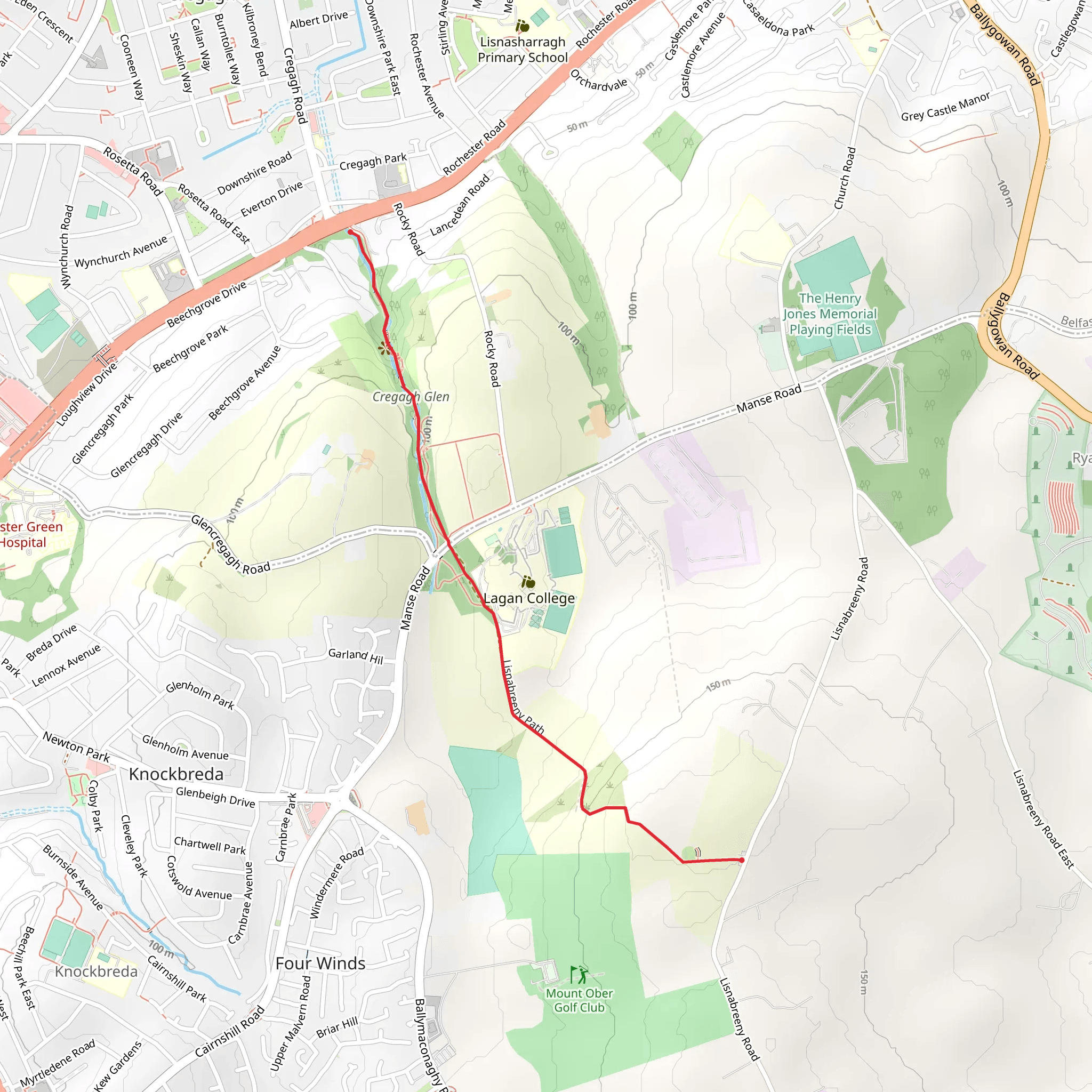 Cregagh Glen and Lisnabreeny mobile static map