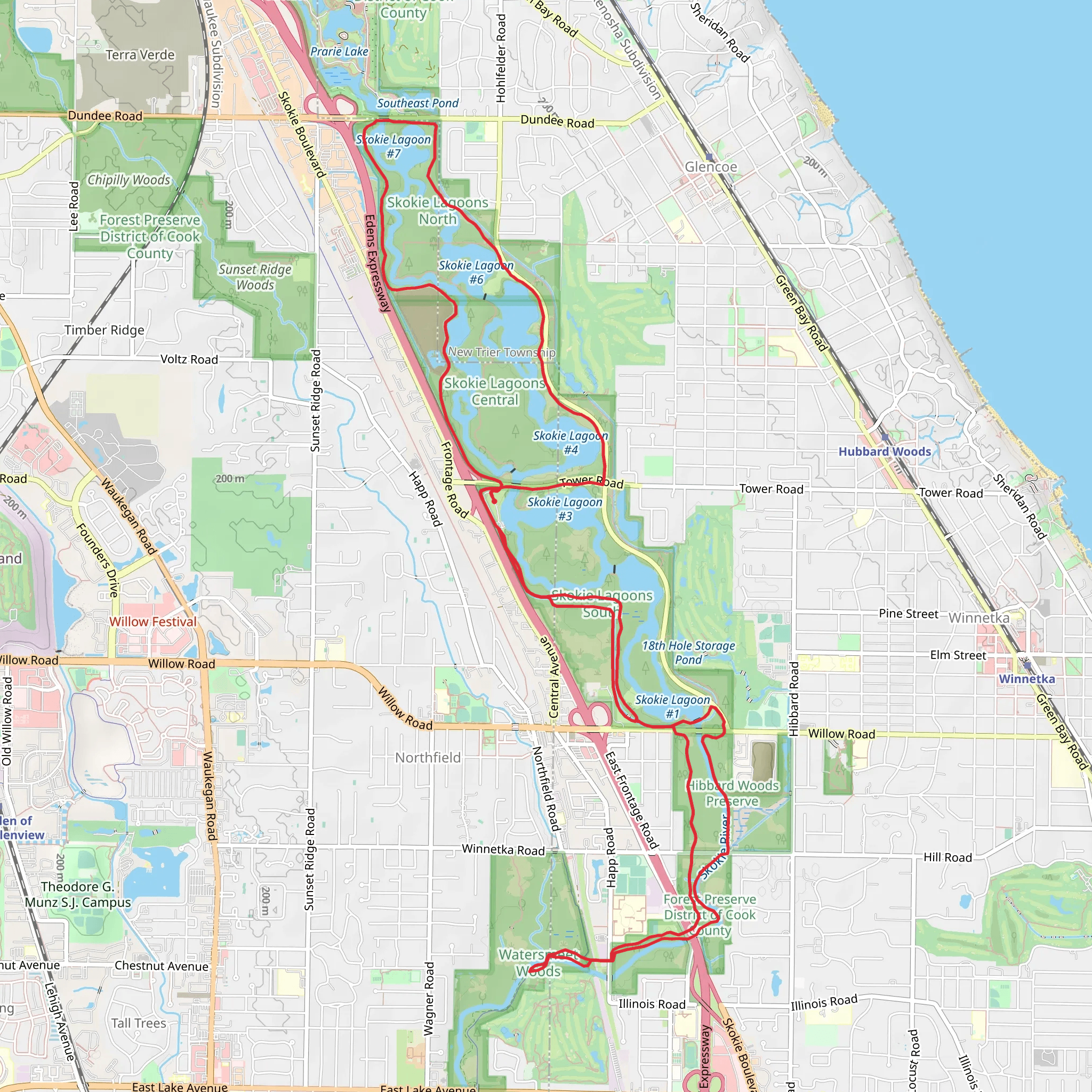 Skokie Lagoons Loop mobile static map