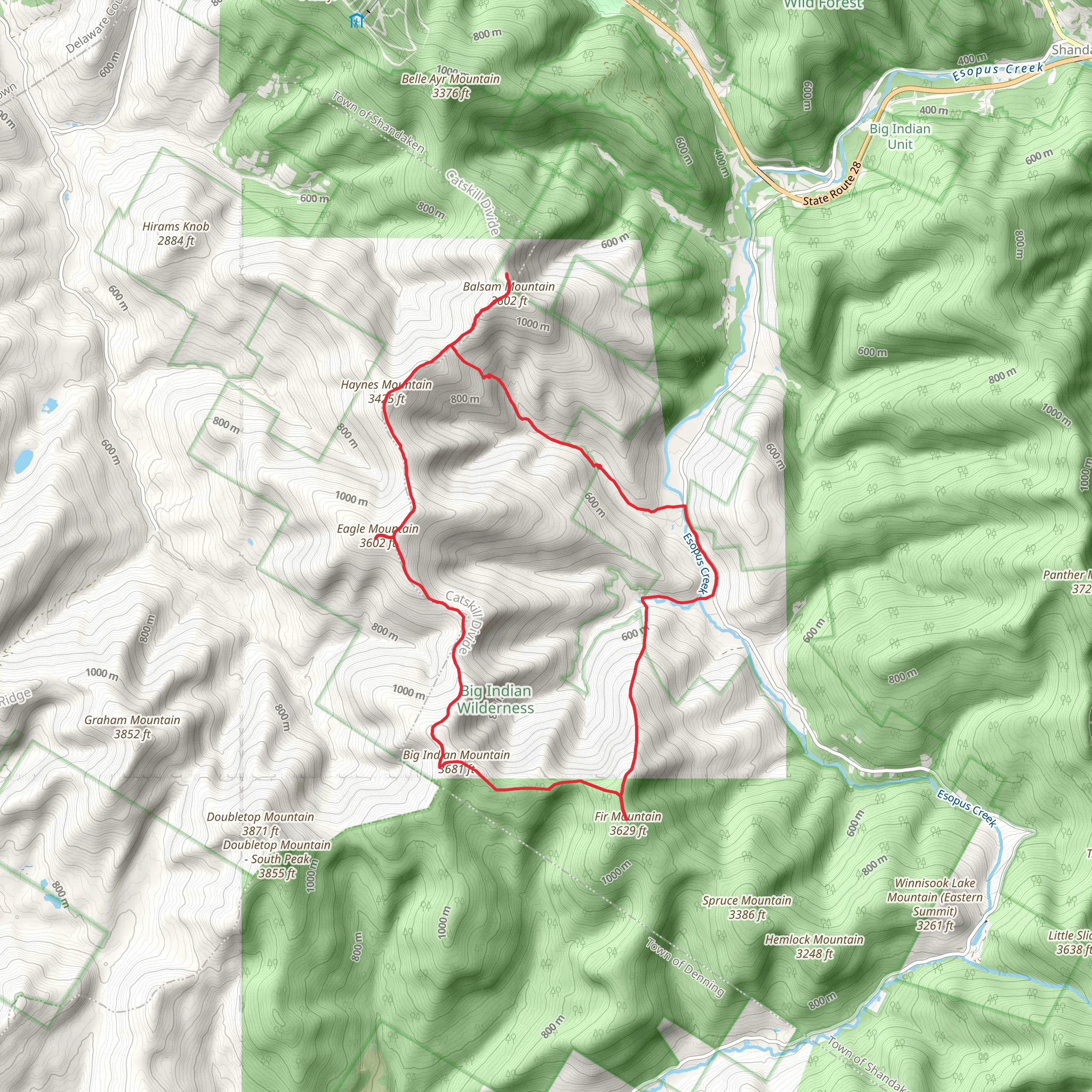 Haynes Mountain, Eagle Mountain and Big Indian Loop mobile static map