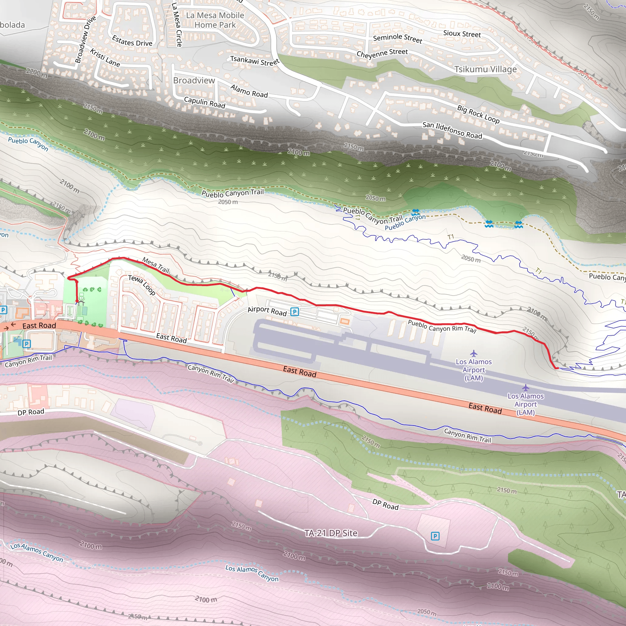 Pueblo Canyon rim Trail - Short mobile static map