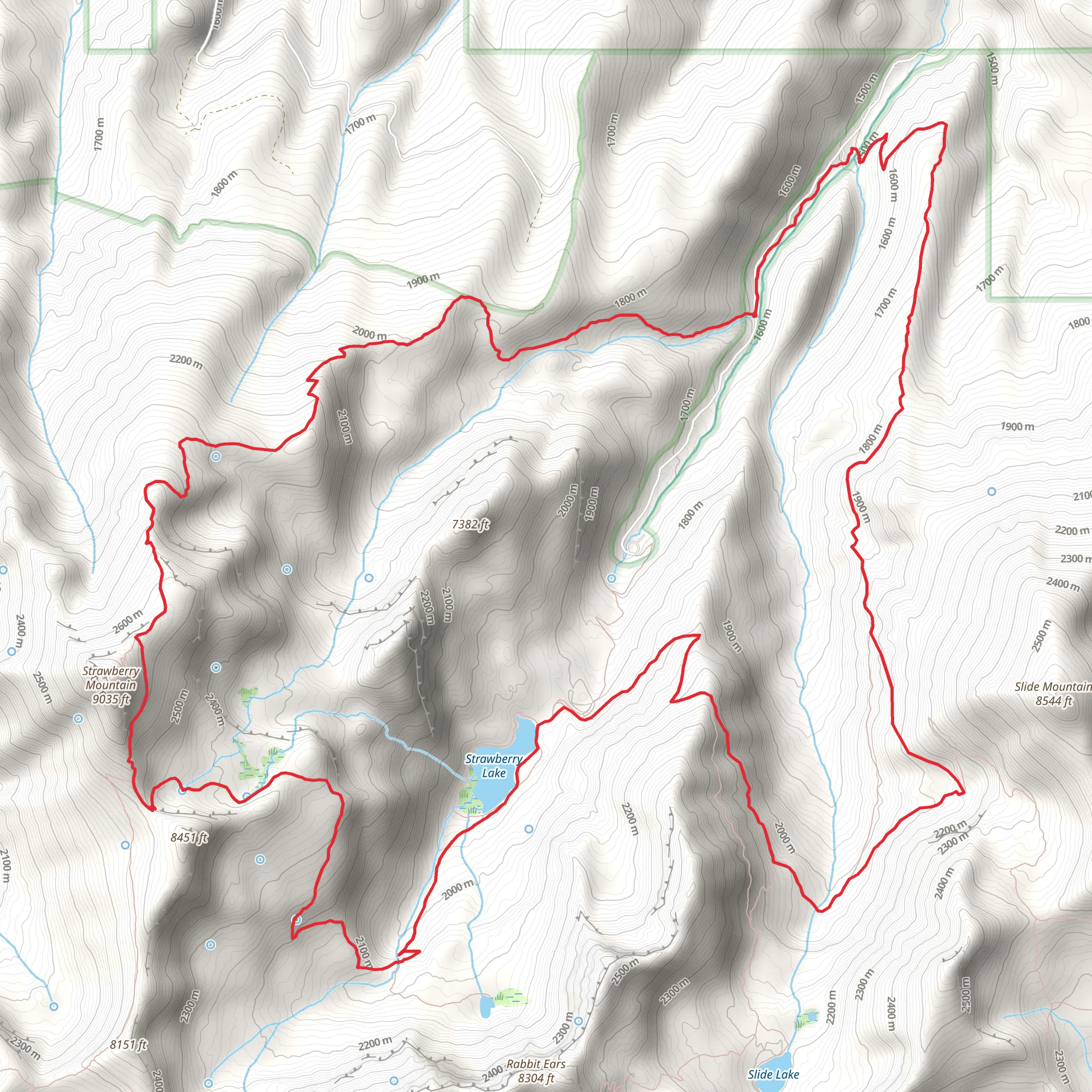 Strawberry Creek and Strawberry Mountain via Onion Creek mobile static map