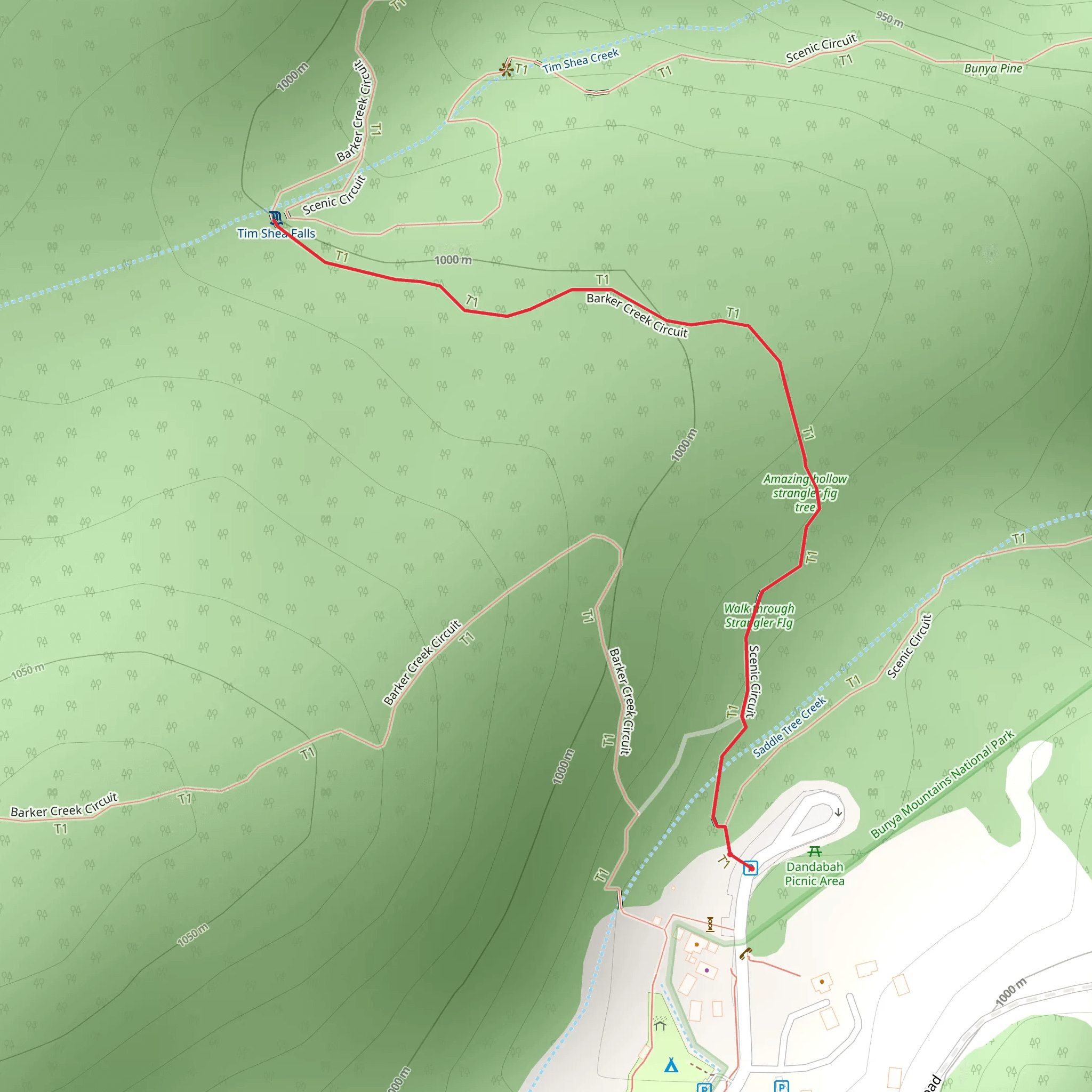 Tim Shea Falls Track mobile static map