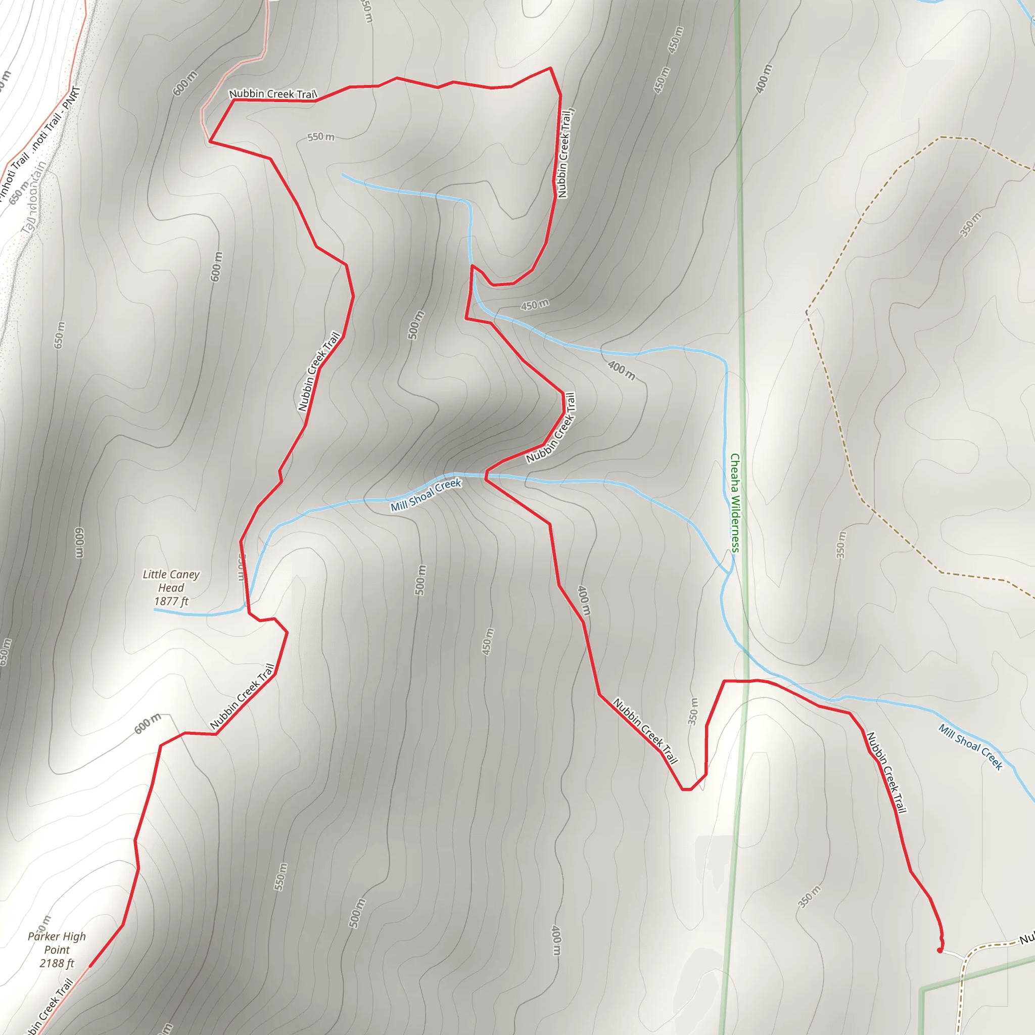 Parker High Point via Nubbin Creek Trail mobile static map