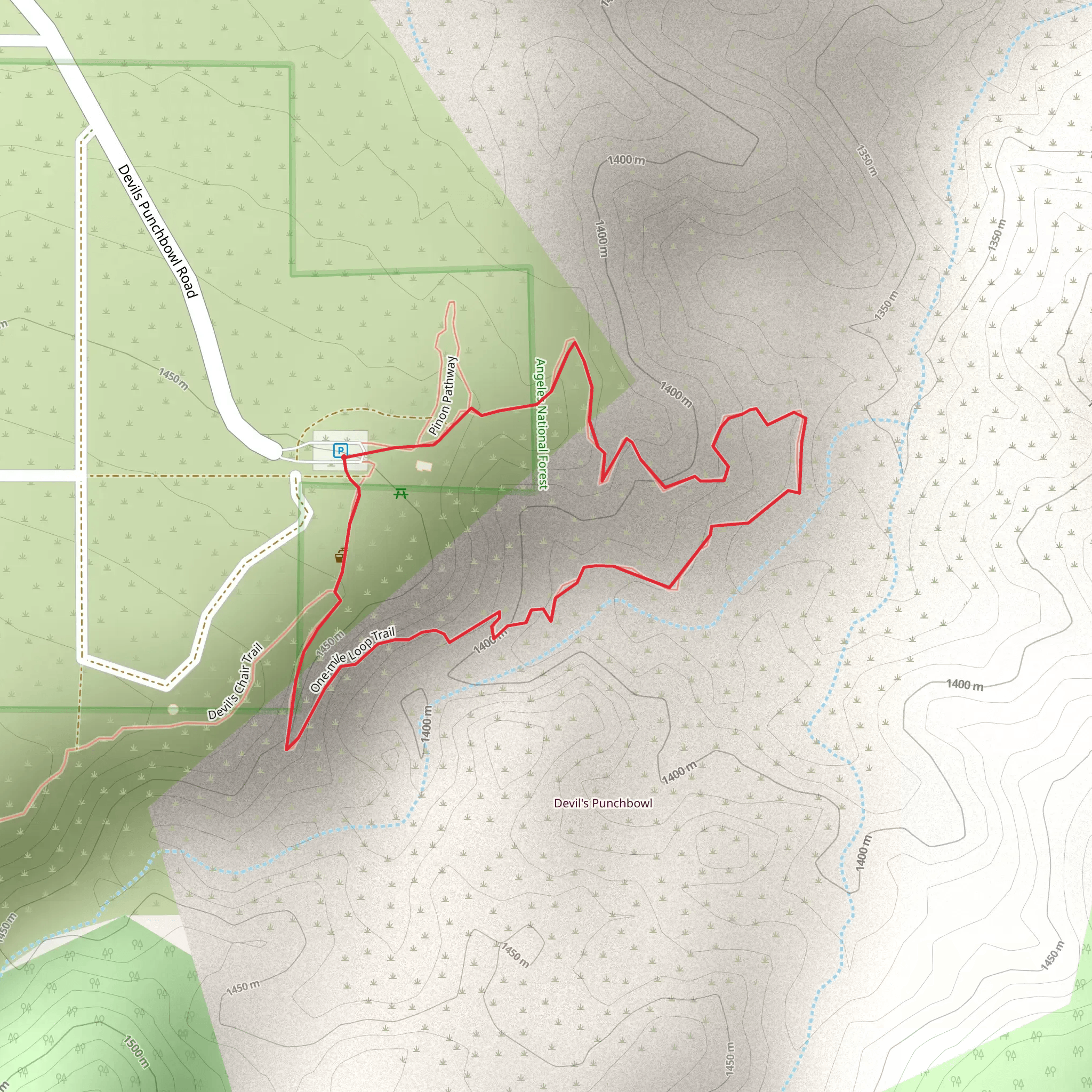 Devils Punchbowl Road Loop mobile static map