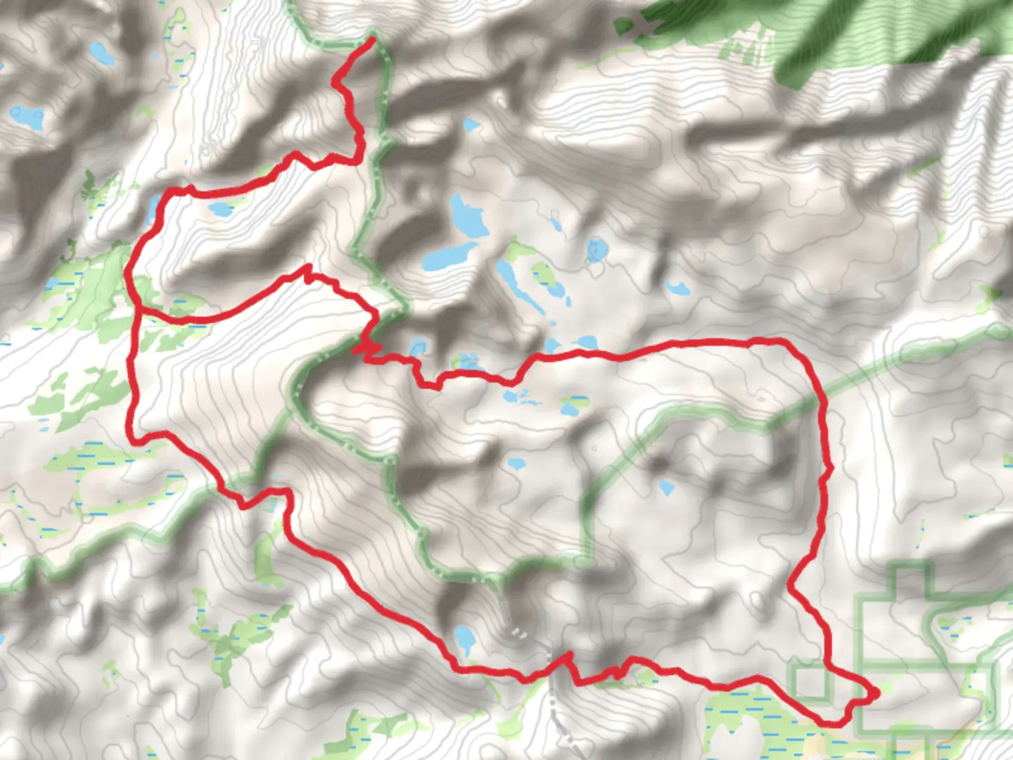 An image depicting the trail Chicken Spring, Cottonwood Lake via Army Pass Trail and its surrounding area.