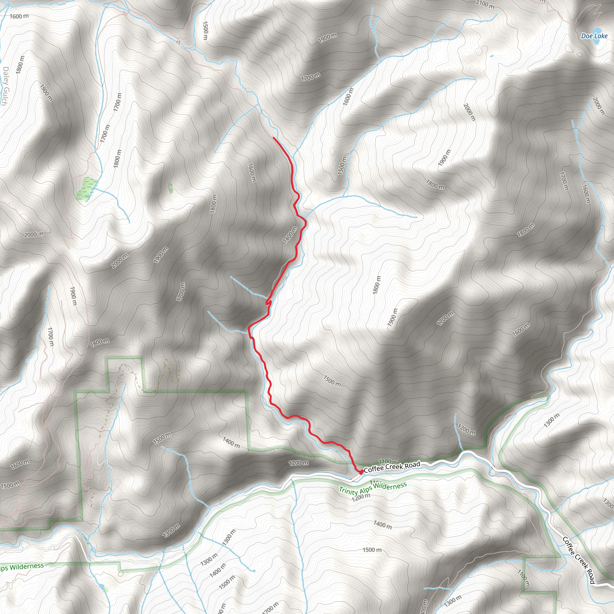 North Fork Coffee Creek Out and Back mobile static map