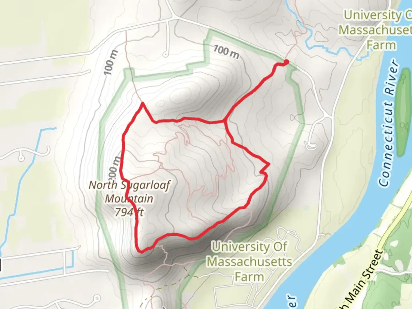 An image depicting the trail North Sugarloaf Mountain Loop Trail and its surrounding area.