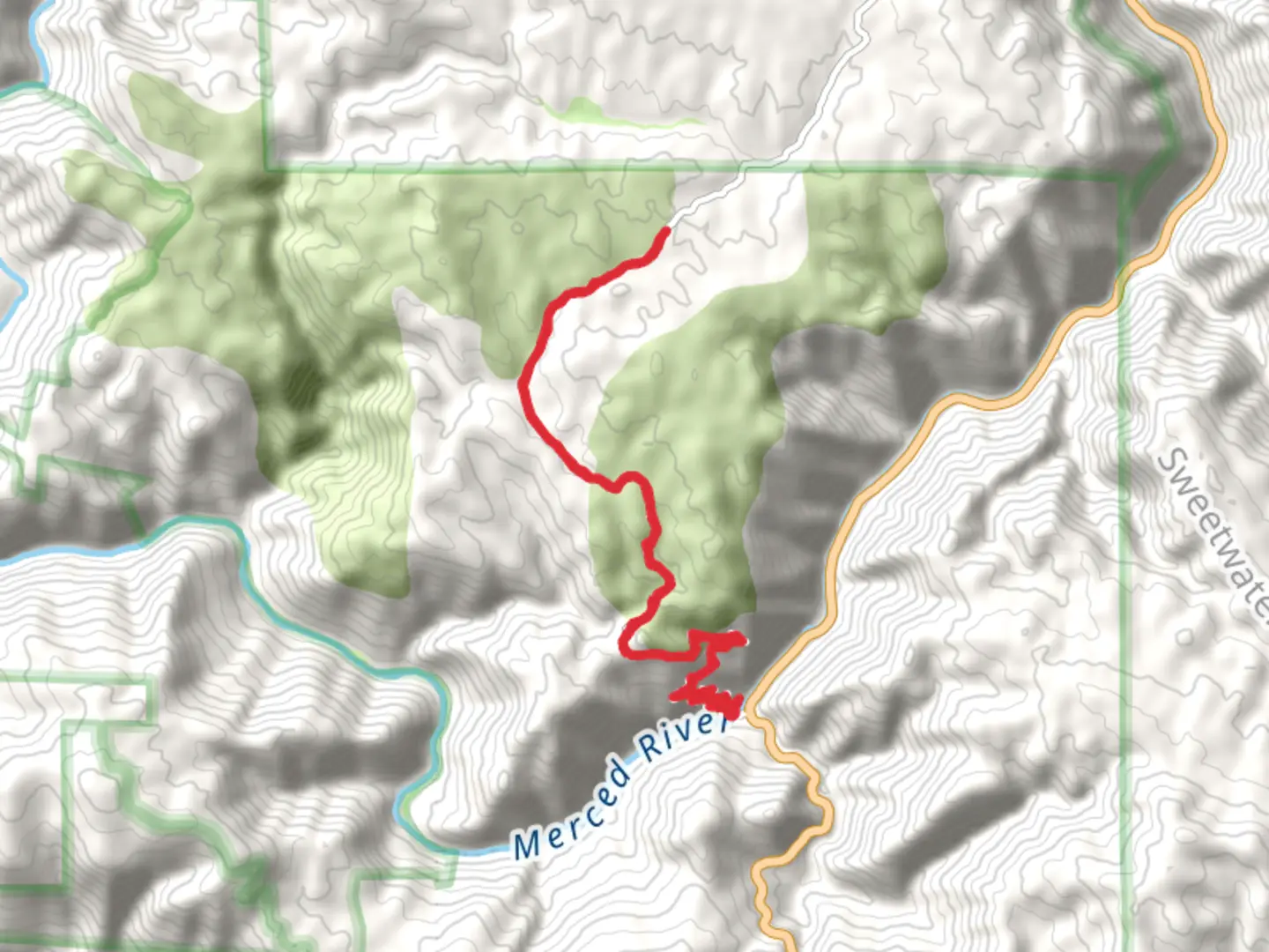 An image depicting the trail Burma Grade Road and its surrounding area.