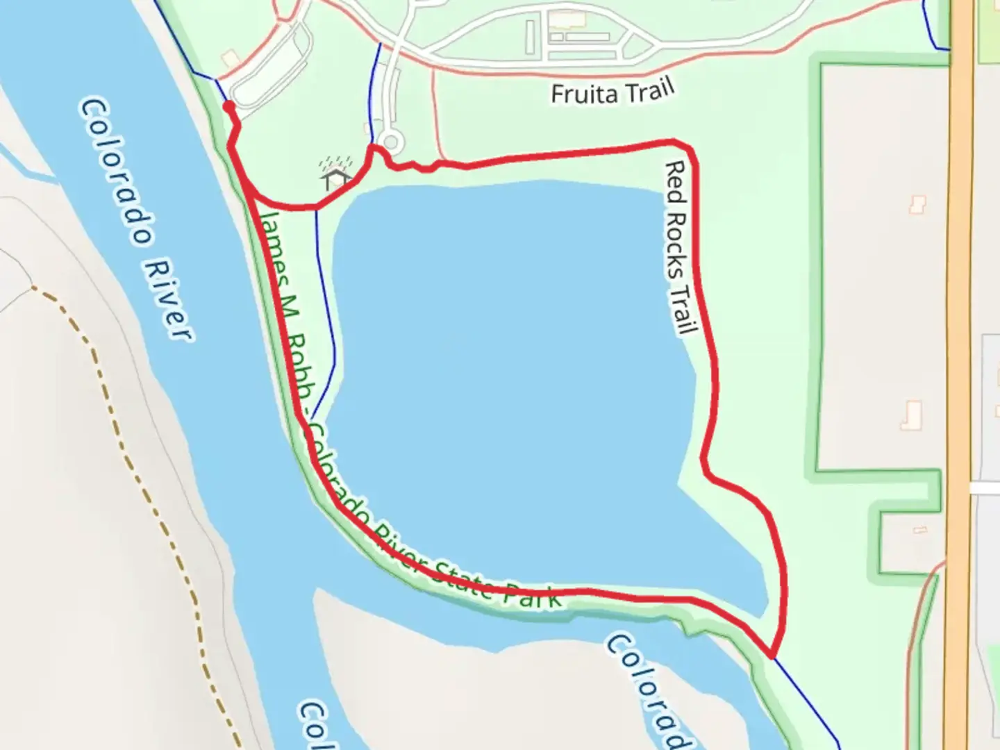 An image depicting the trail Red Rocks Loop Trail and its surrounding area.