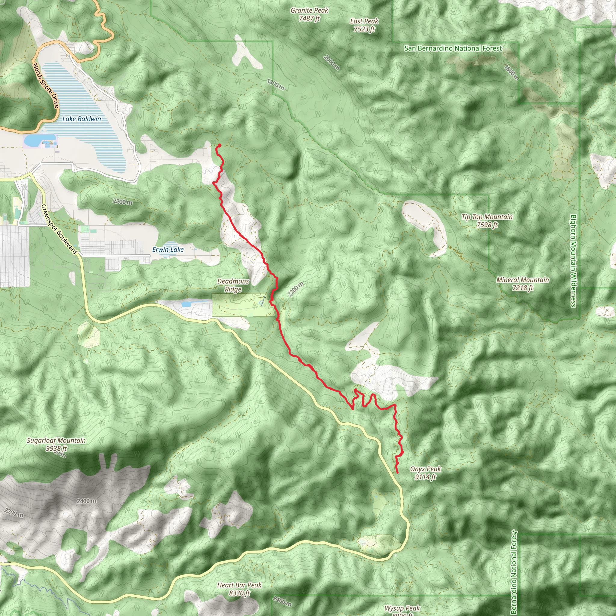Onyx Peak via Pacific Crest Trail mobile static map