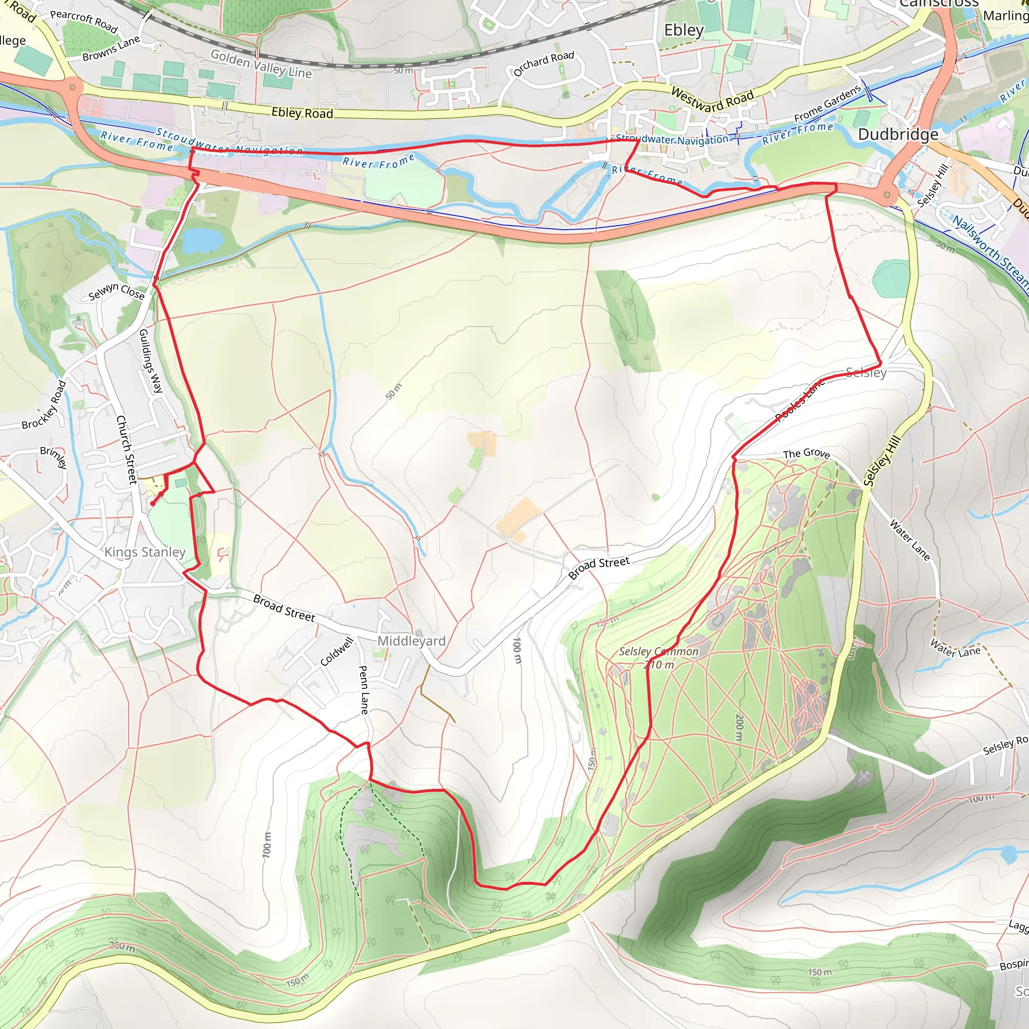 Selsley Common and Thames and Severn Way mobile static map