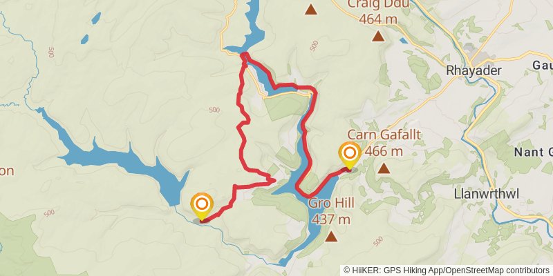 Elan Valley Reservoir from Powys stage 2 Map