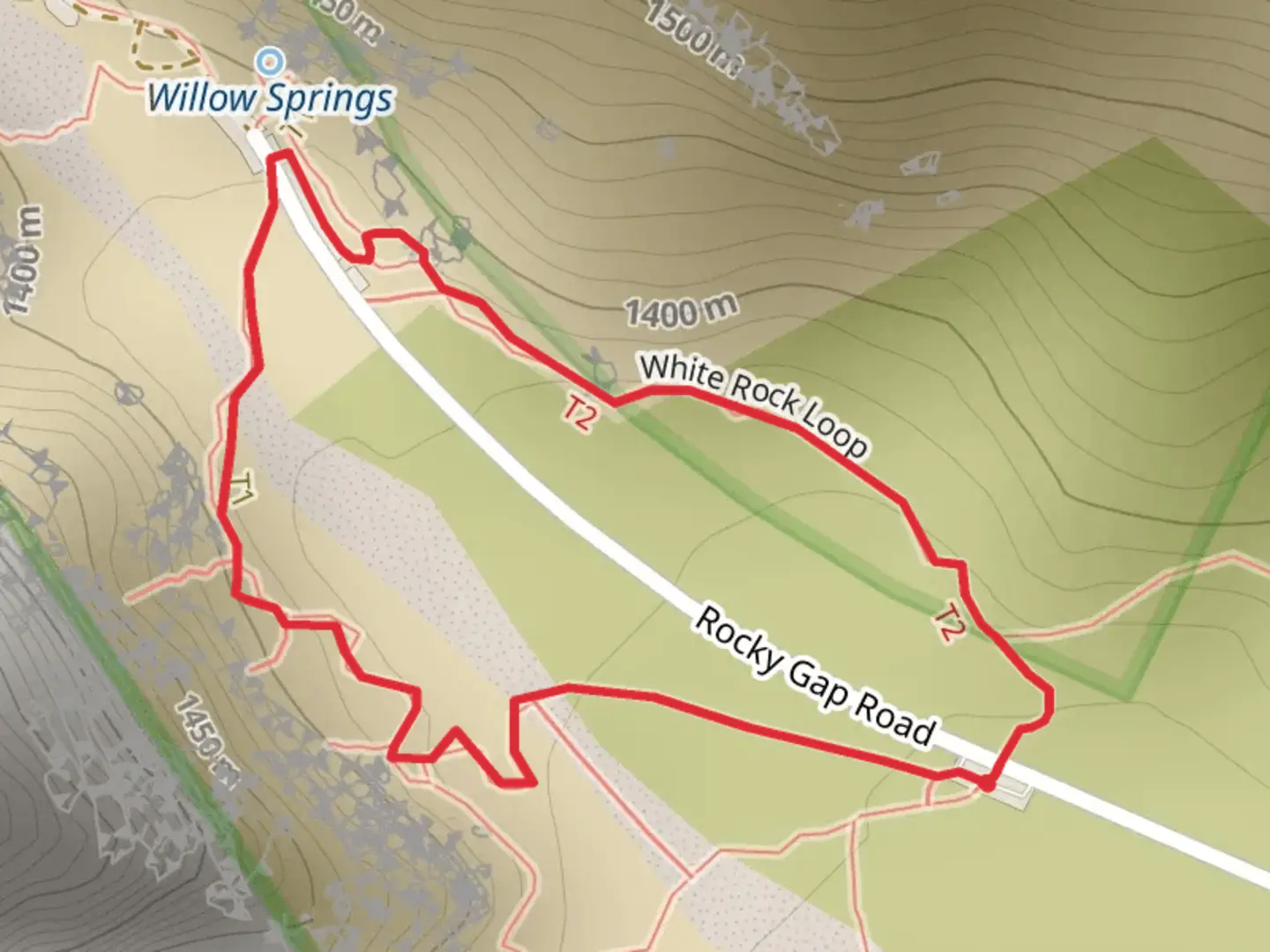 An image depicting the trail Willow Springs and White Rock Loop and its surrounding area.