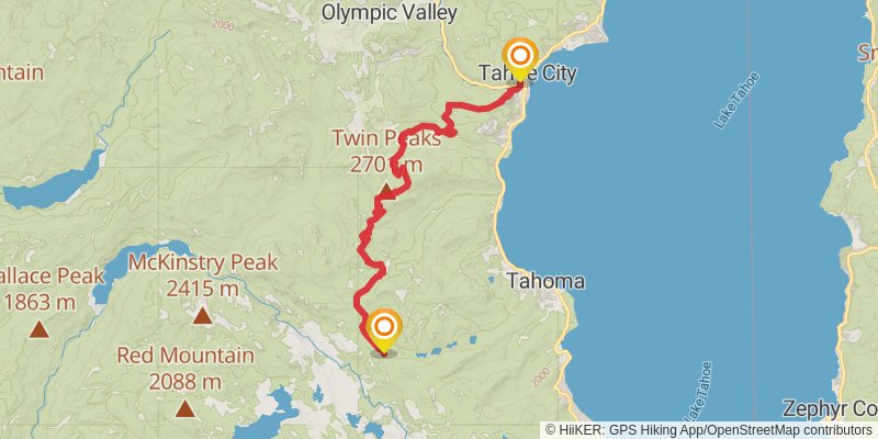 Tahoe Rim Trail stage 12 Map