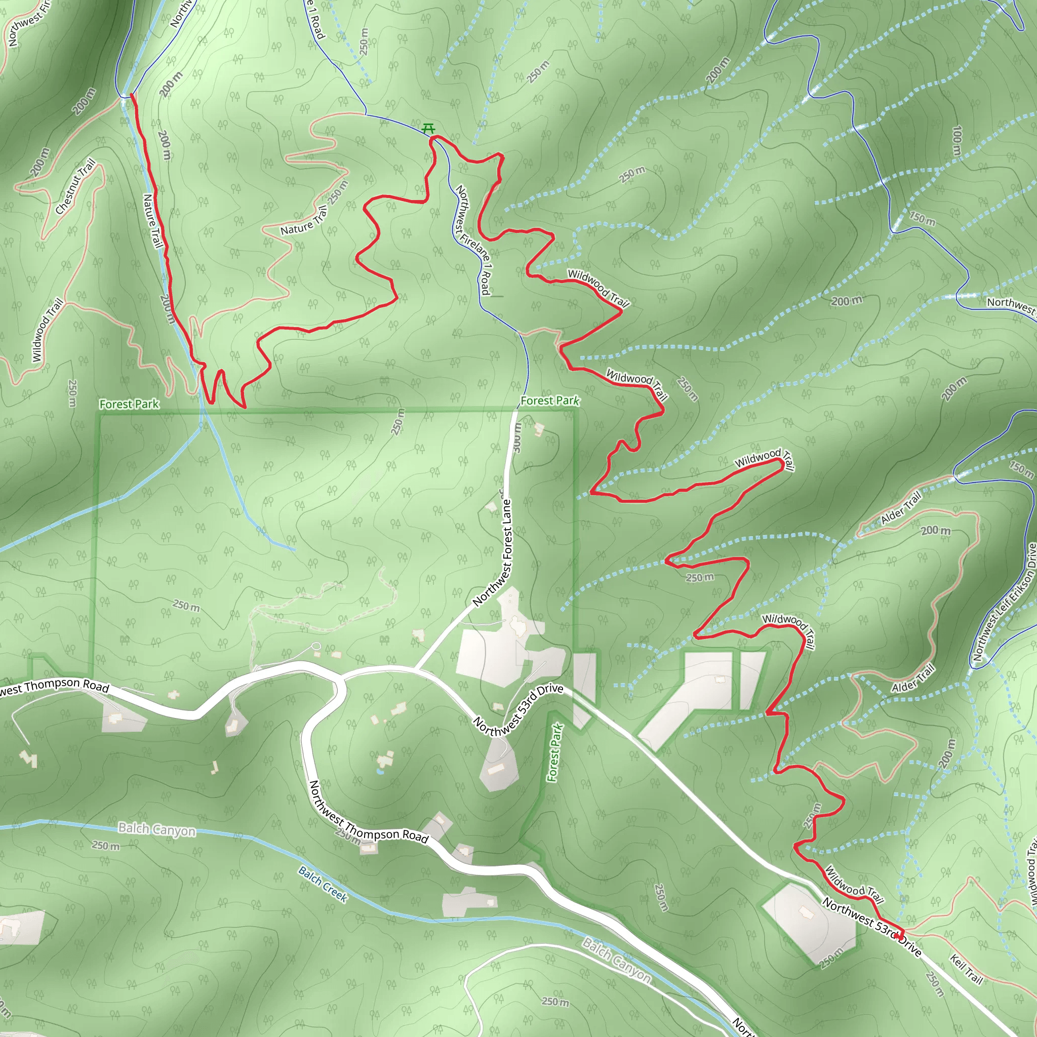 Wildwood Trail and Nature Trail mobile static map