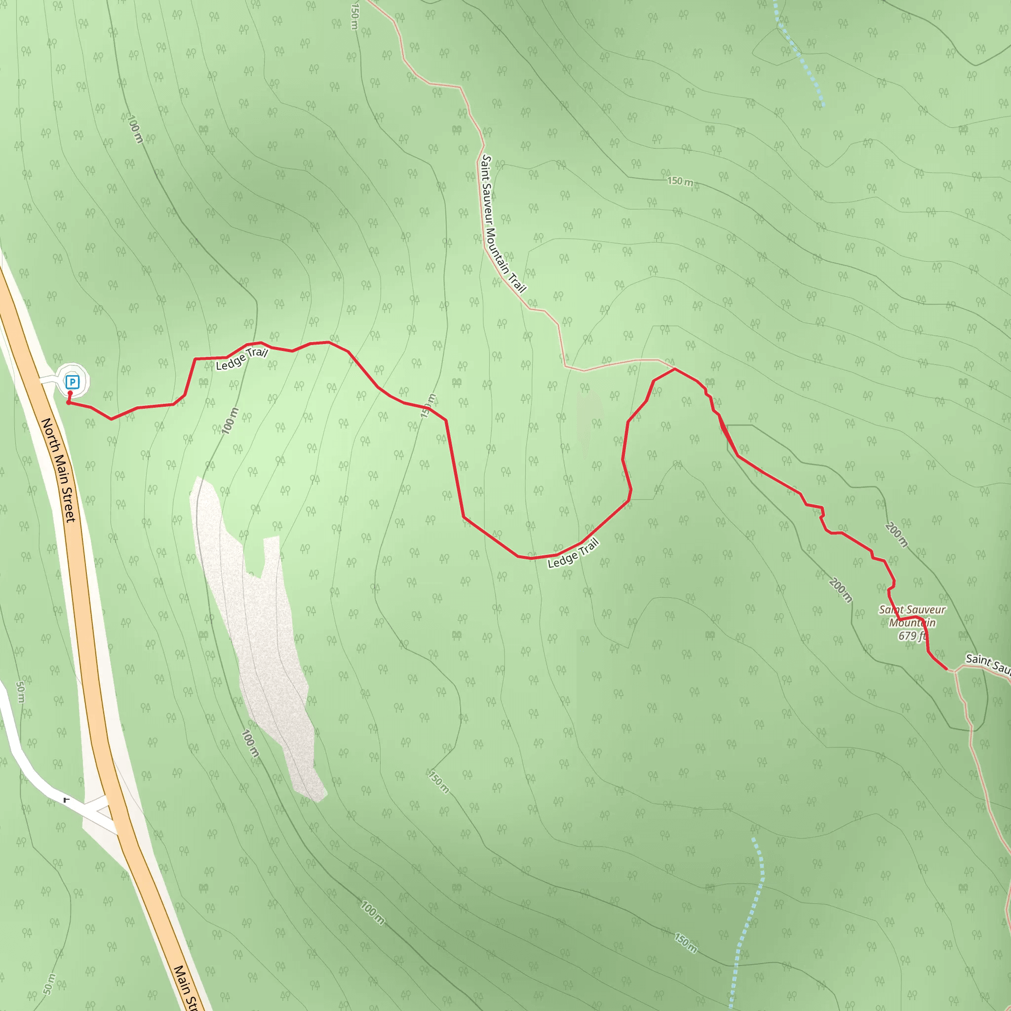 Saint Sauveur Mountain via Ledge Trail mobile static map