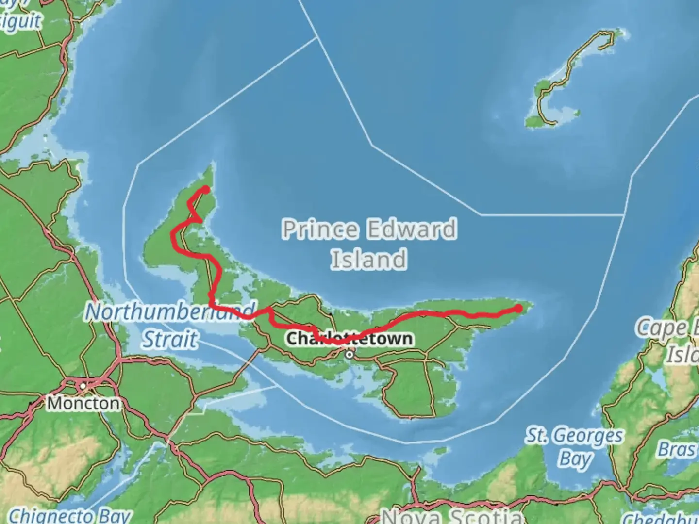An image depicting the trail Confederation Trail and its surrounding area.