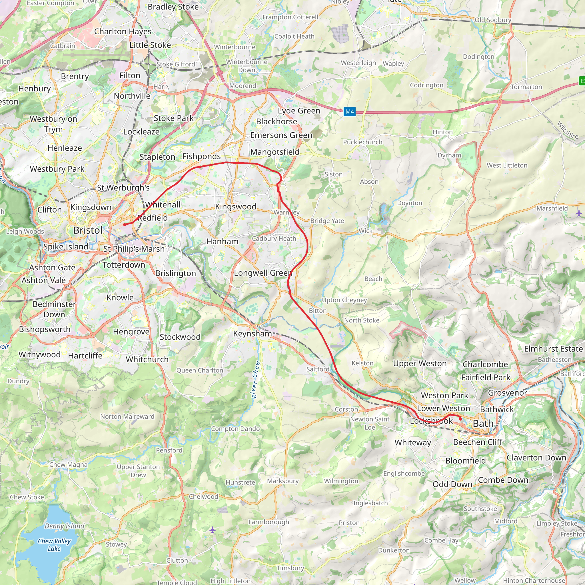 Bristol to Oldfield Park Walk mobile static map