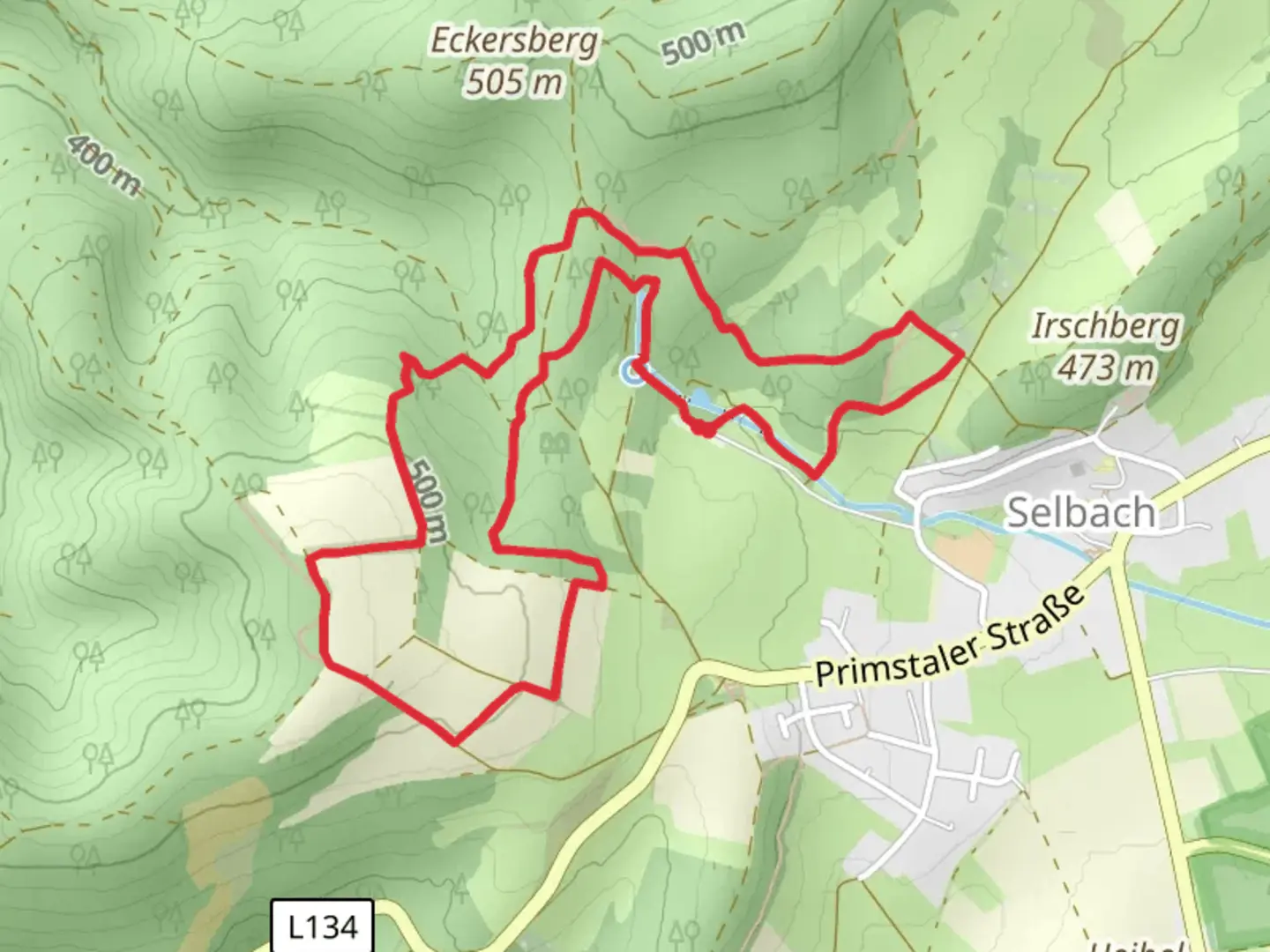 An image depicting the trail Fernrohrhalterung and Sengert Loop and its surrounding area.