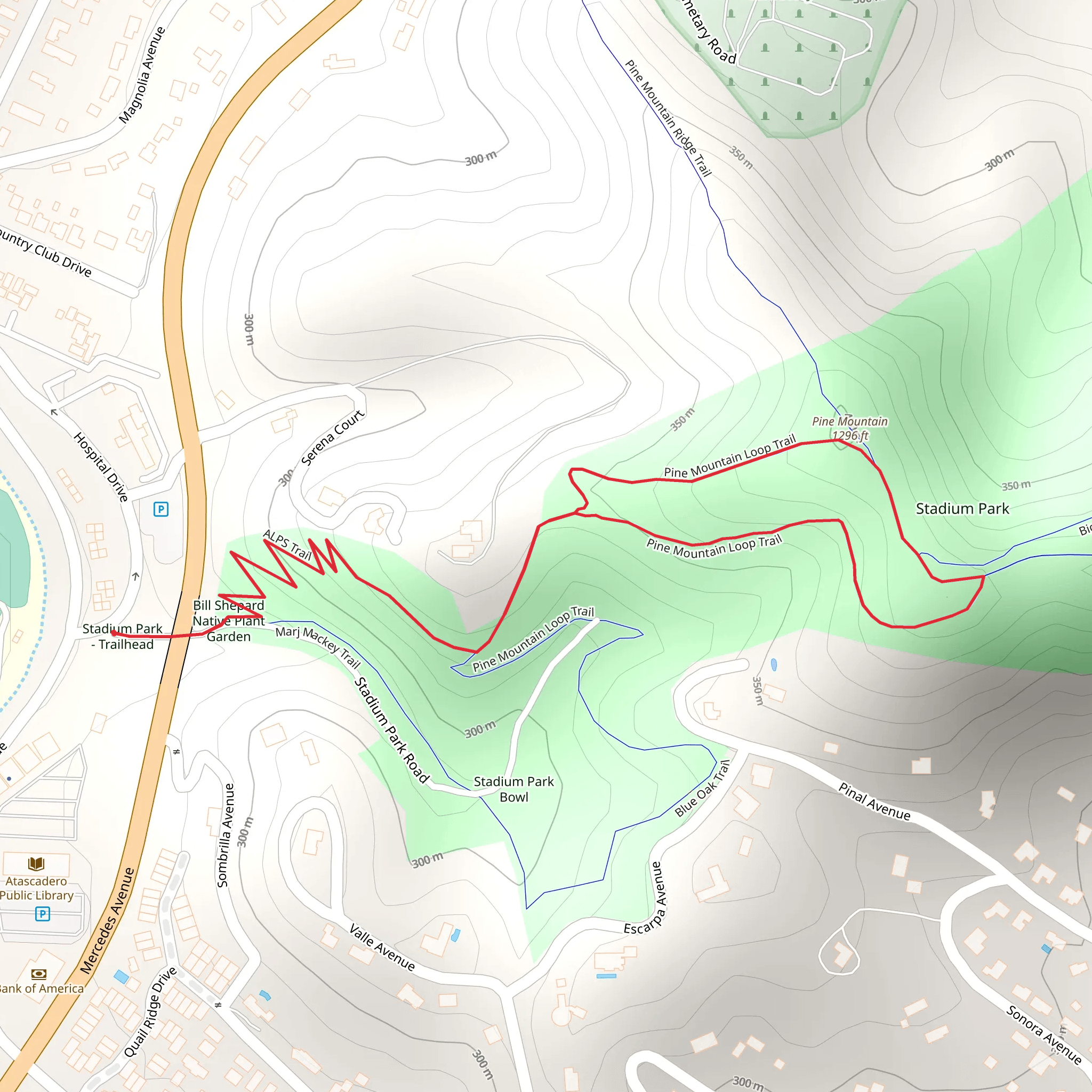 Pine Mountain Loop and Stadium Park mobile static map